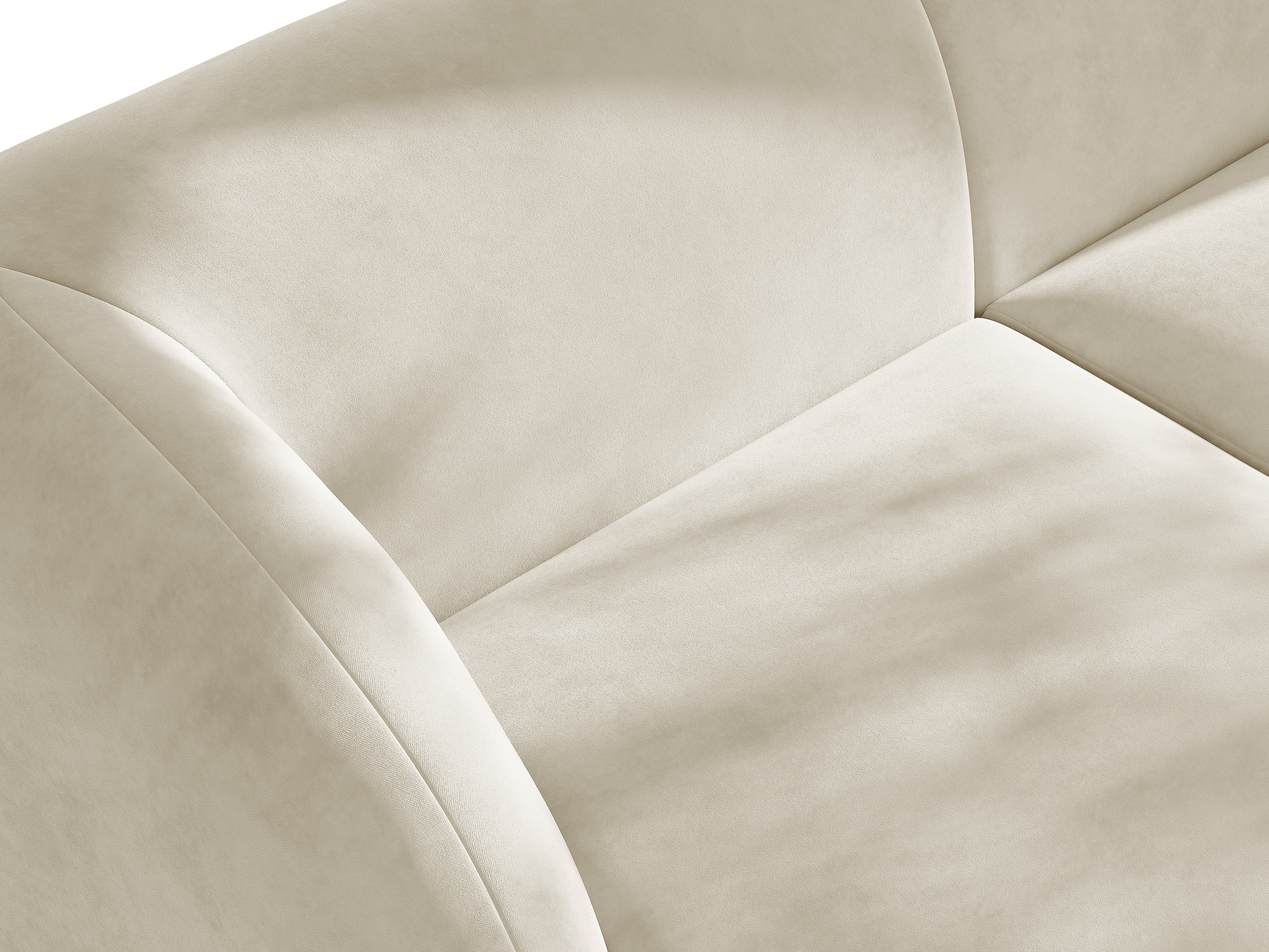 Beige panoramische fluwelen hoekbank voor 5 personen MILEY