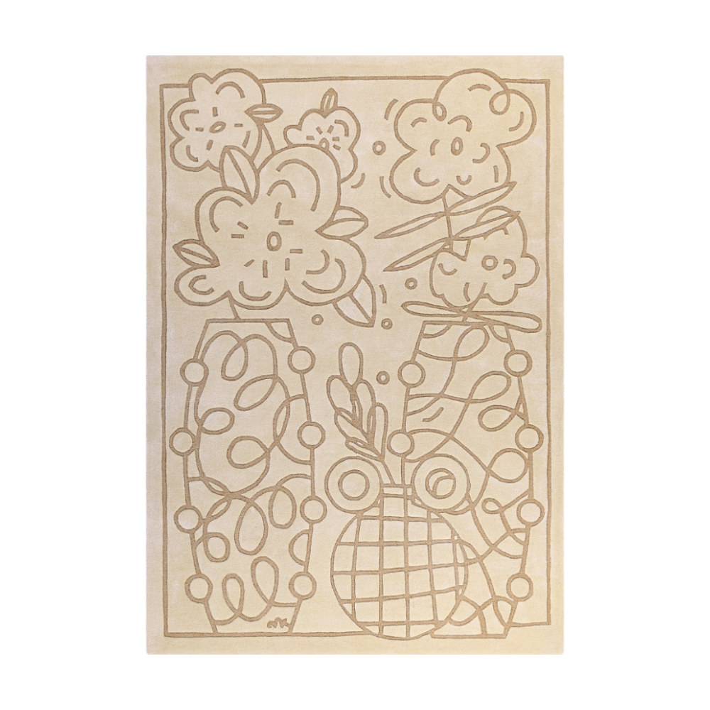 Vloerkleed FLORENCE beige met koffiebruin