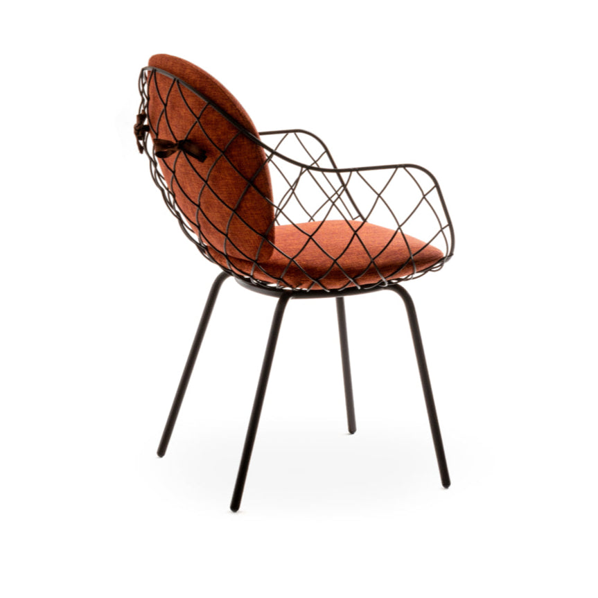 Outdoor chair PIÑA red with a brown base