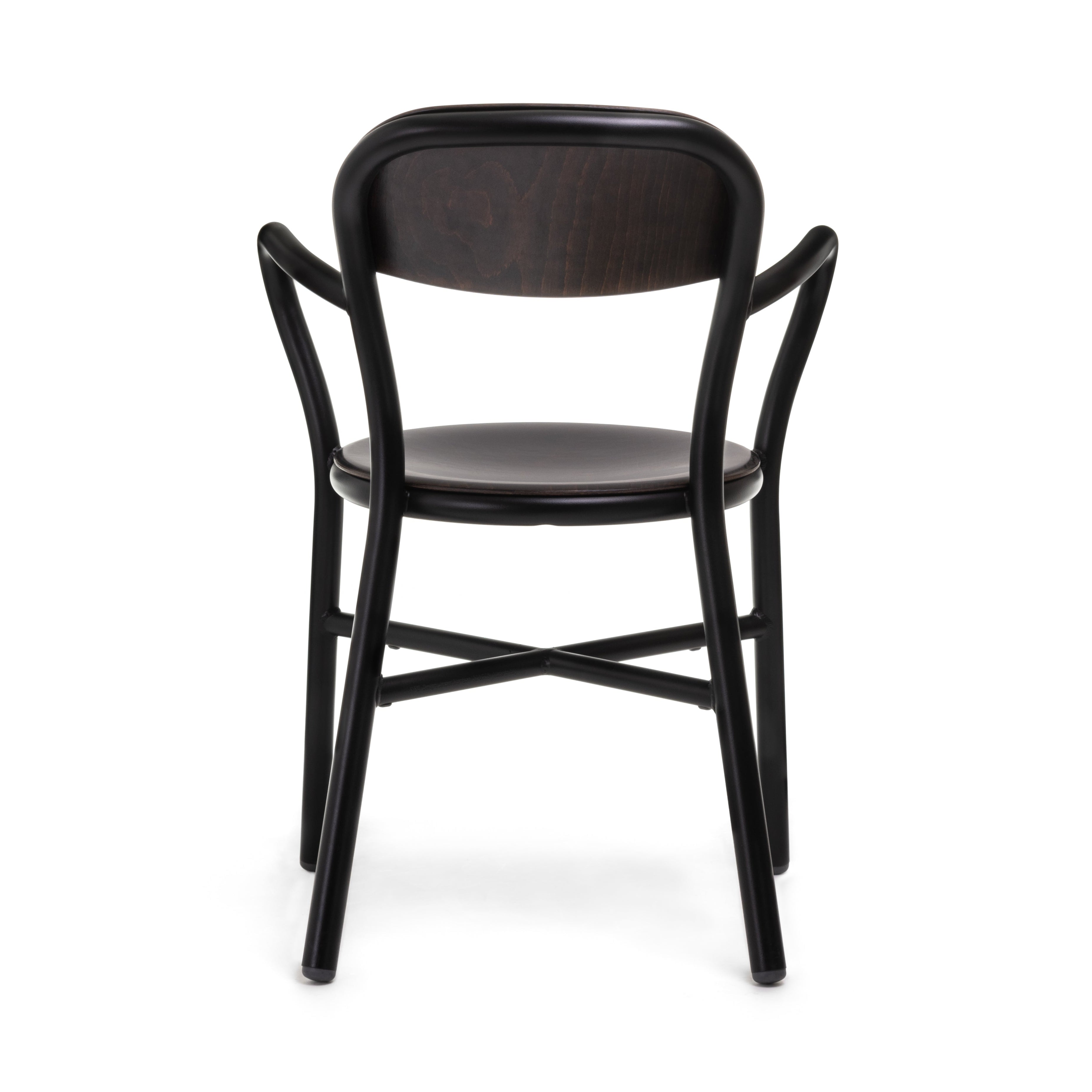 PIPE Armchair with Armrests in Dark Beech Wood