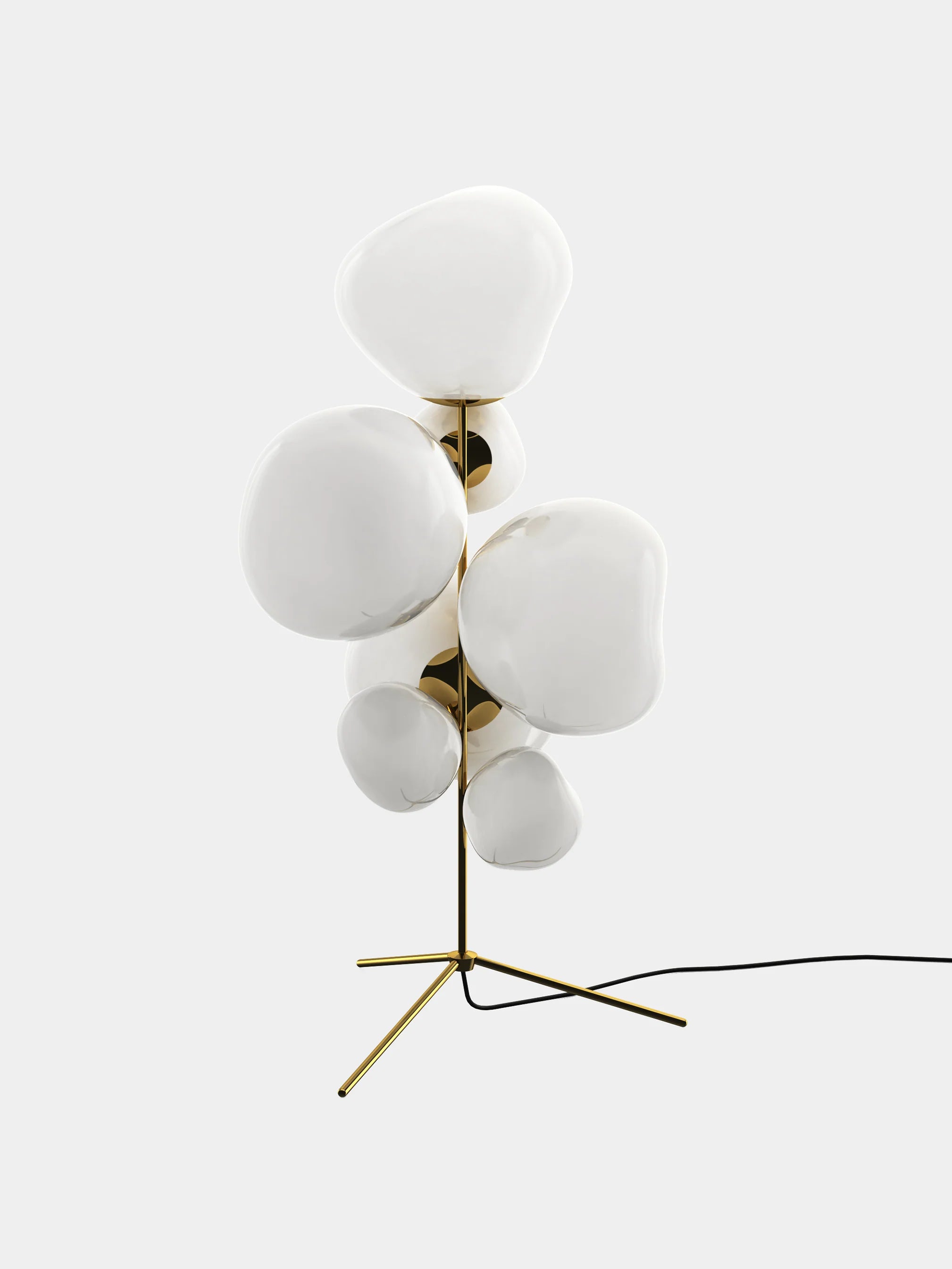 Vloerlamp MELT opaal met gouden afwerking