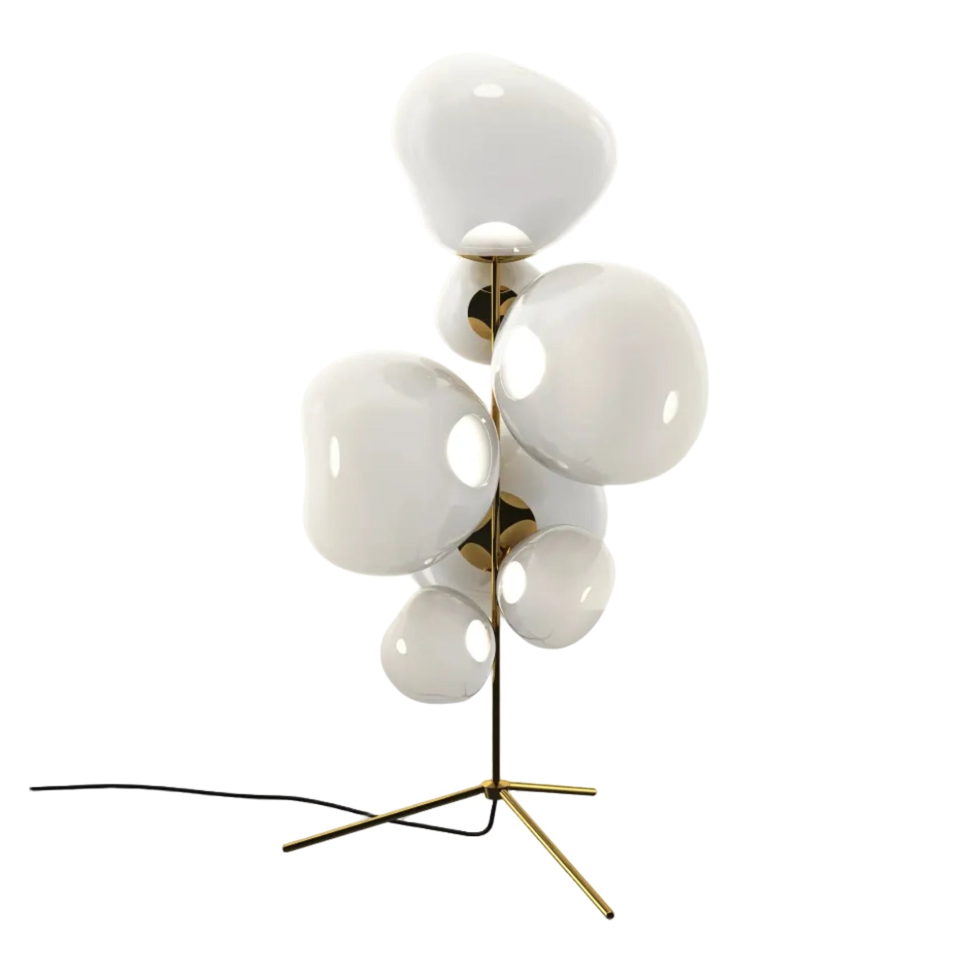 Vloerlamp MELT opaal met gouden afwerking