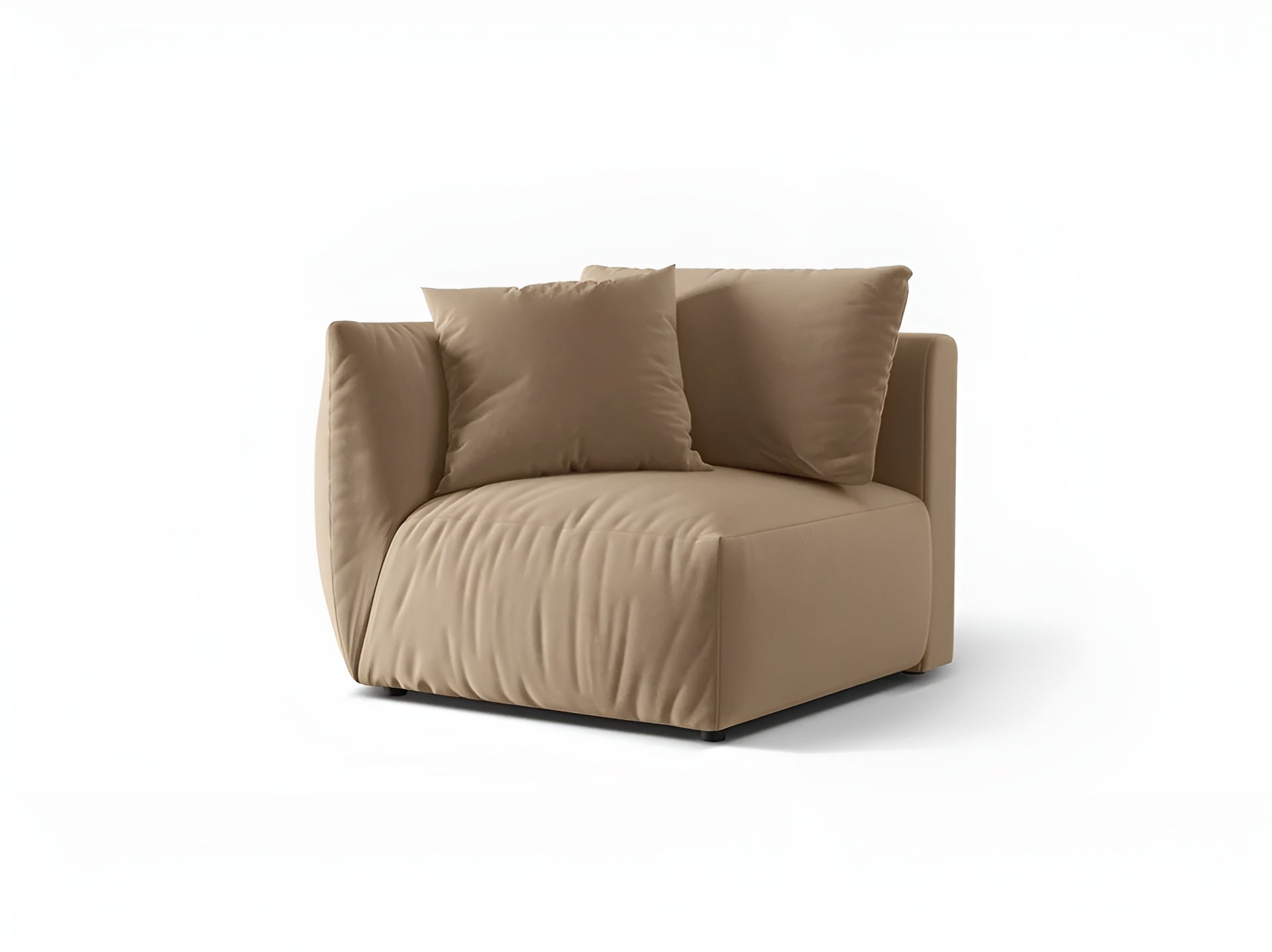 Modulaire fluwelen bank CHRIS - linker zandkleurig element