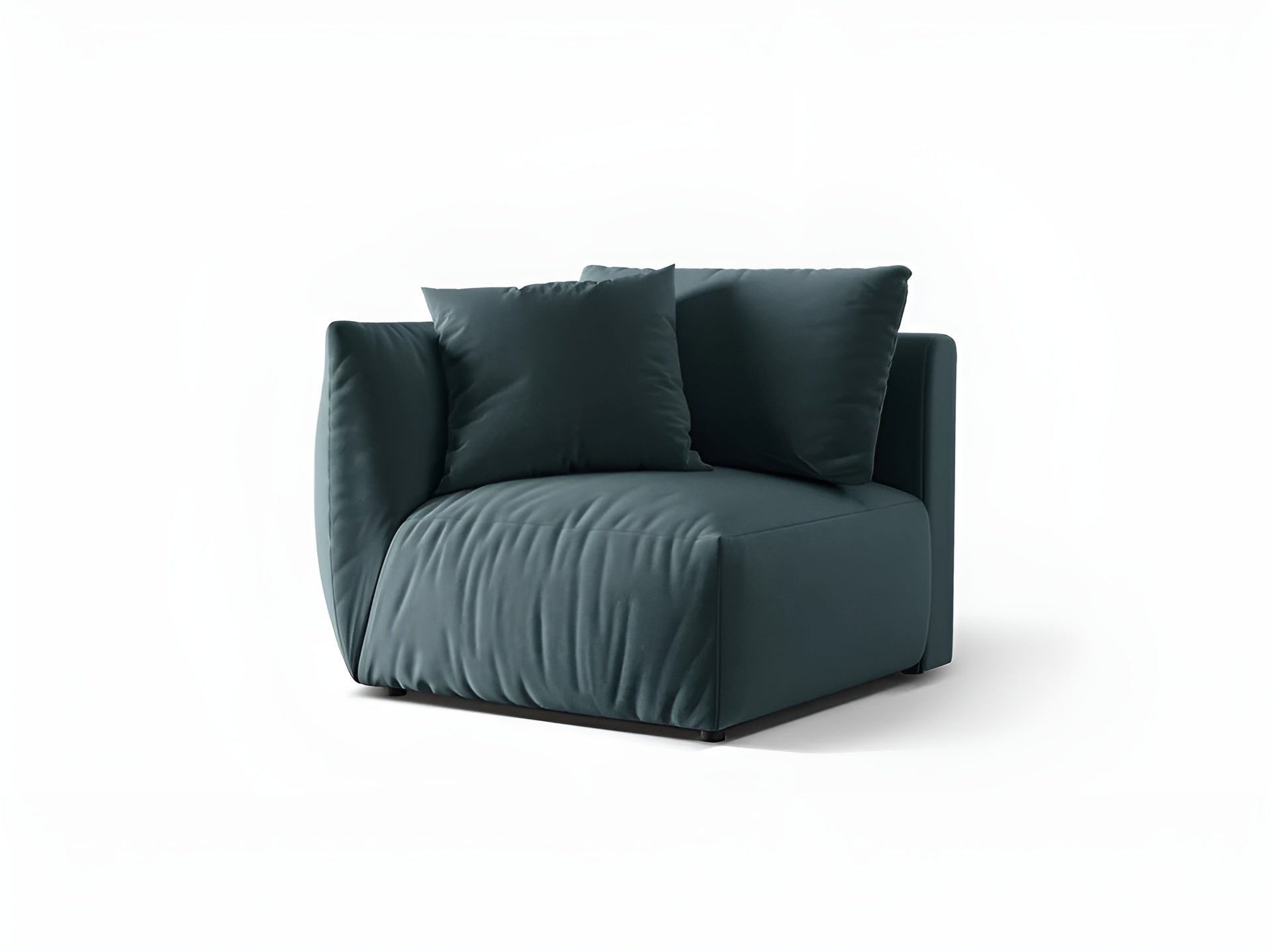 Modulares Samtsofa CHRIS - linkes Element in Hellblau