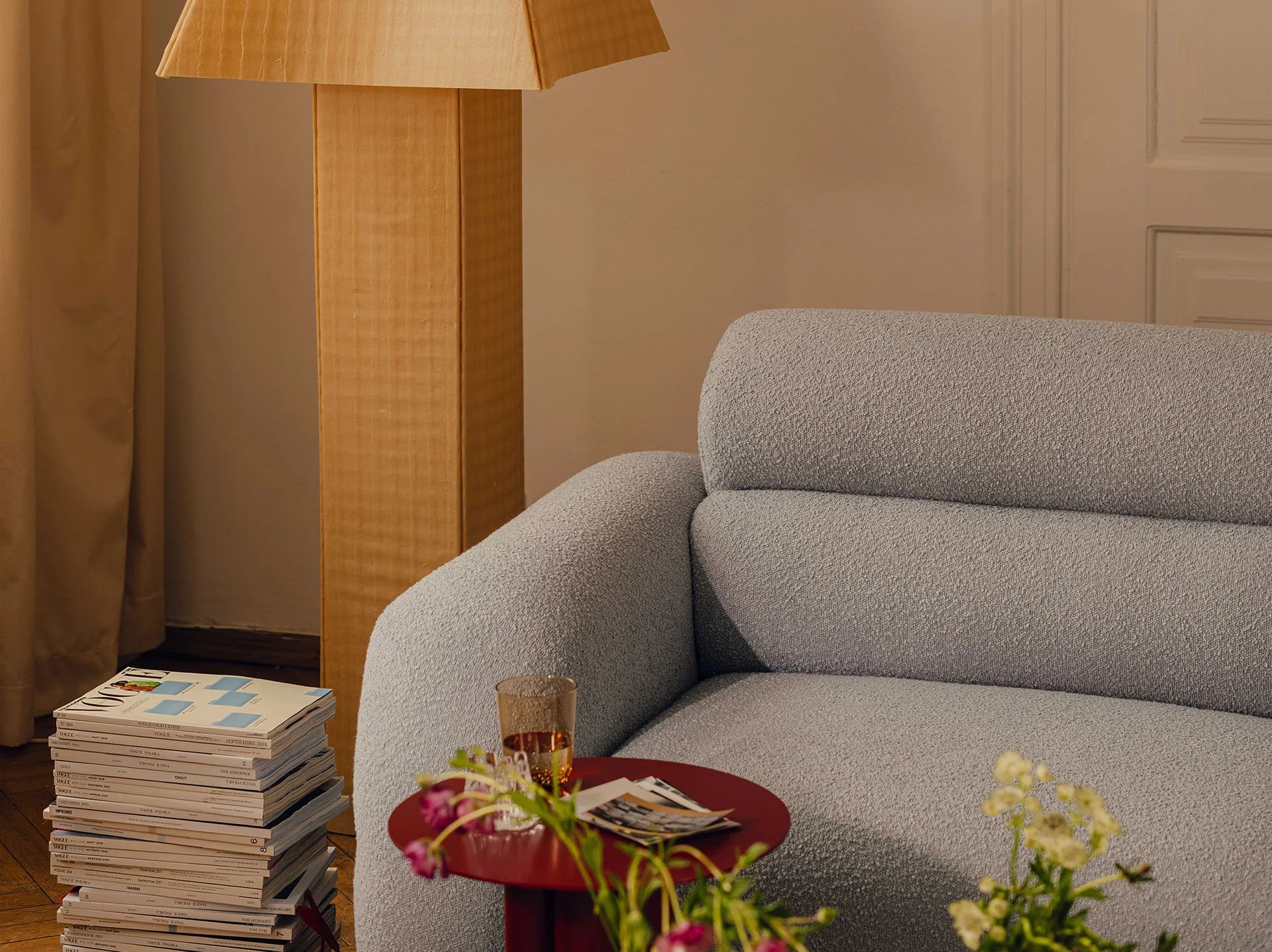 Modulaire bank NEO - linker module in beige chenille