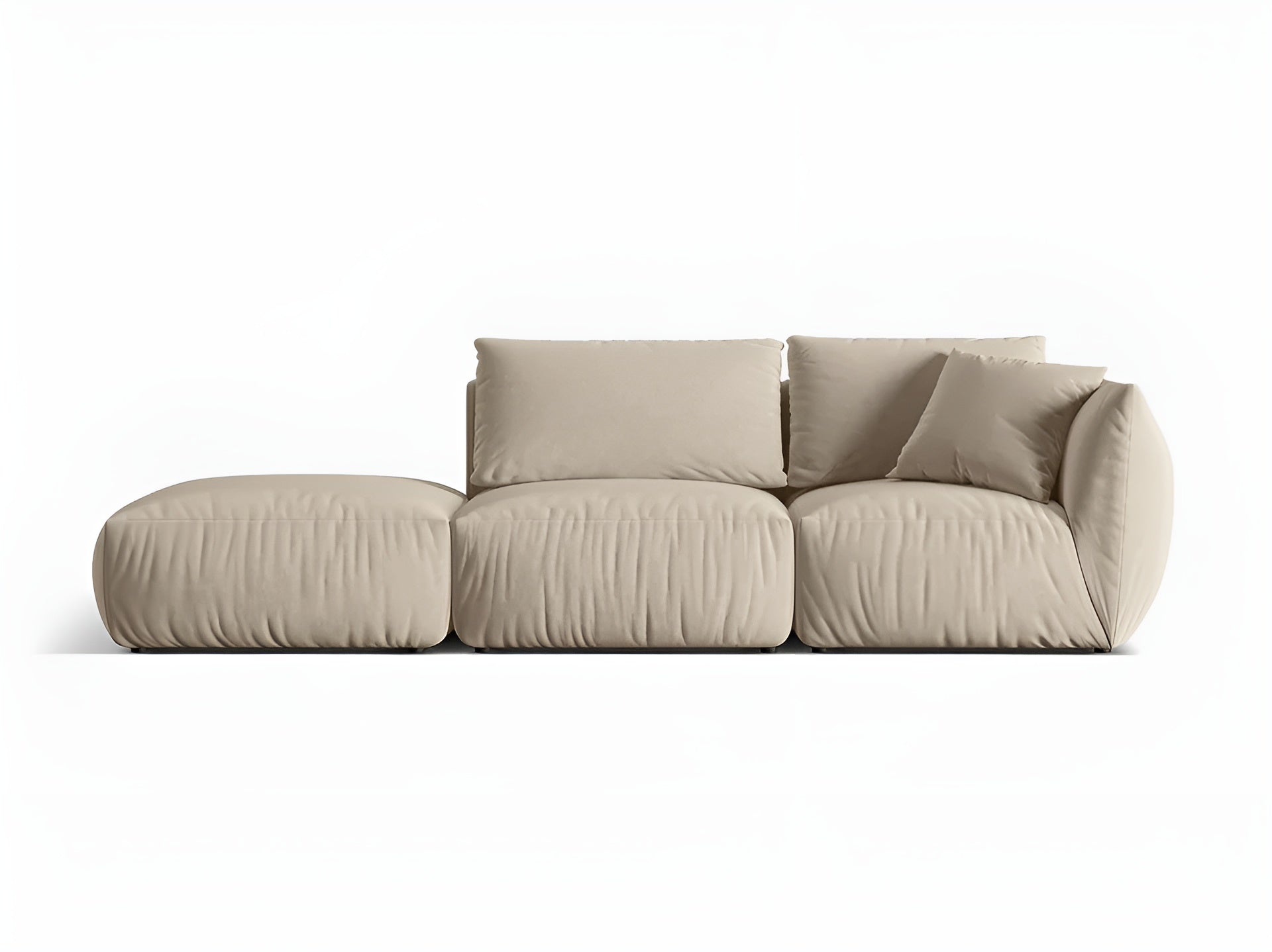 Ecru 3-seater left-facing velvet modular sofa CHRIS