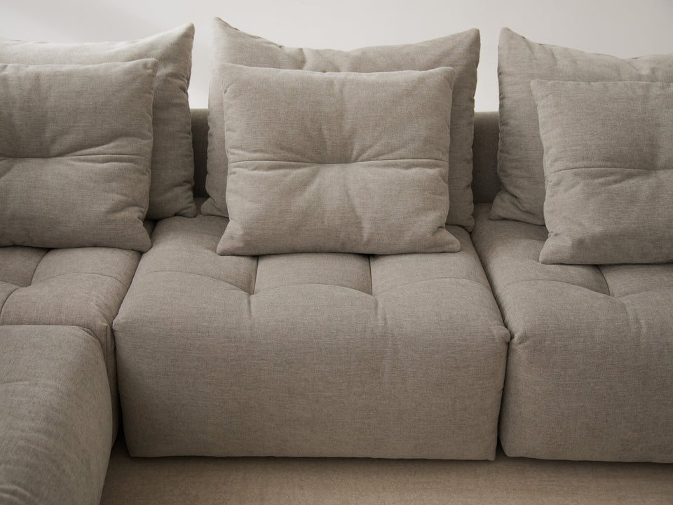 Velvet sofa 4-seater Bloom light brown