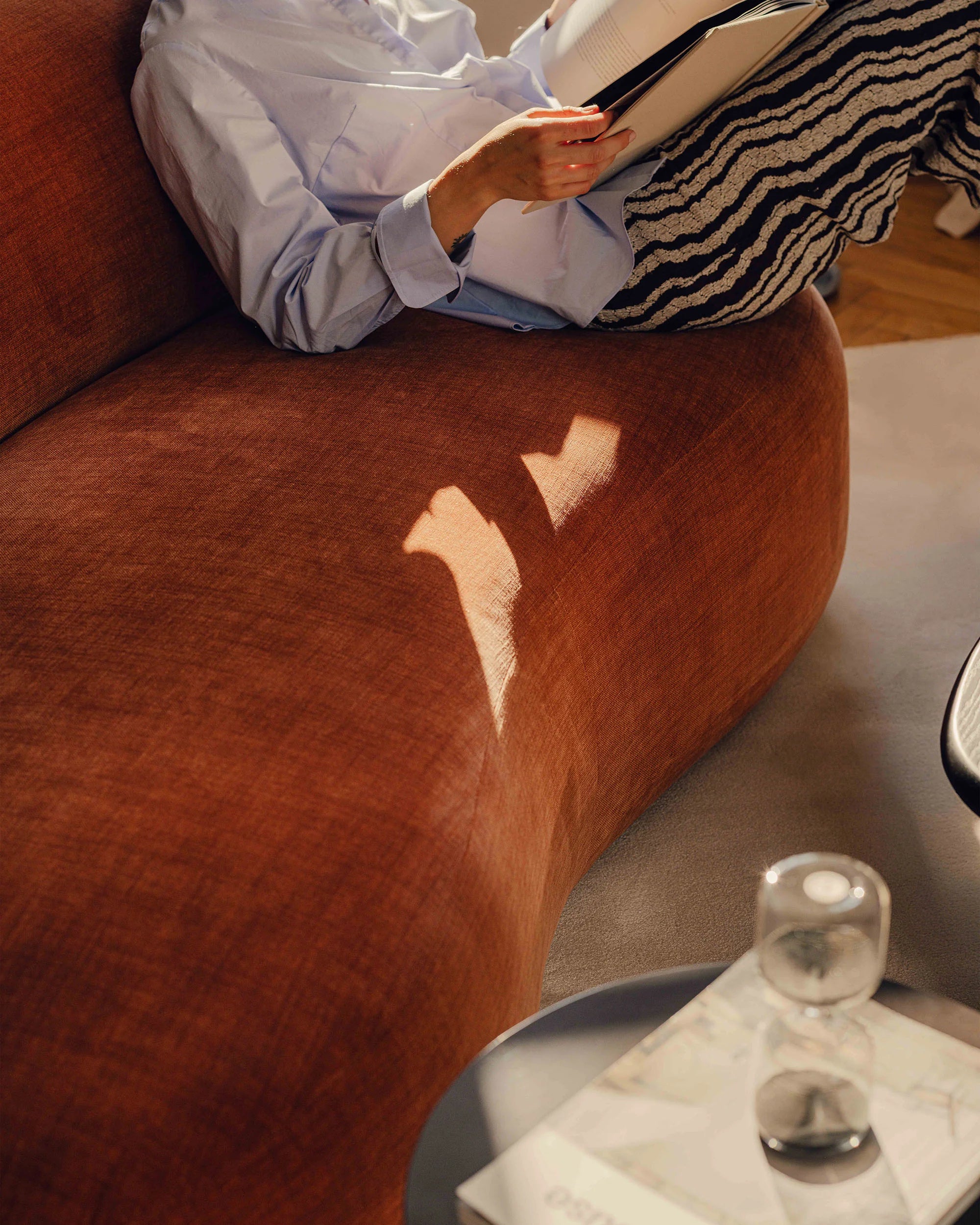 Sofa 3-zits AURA baksteen chenille