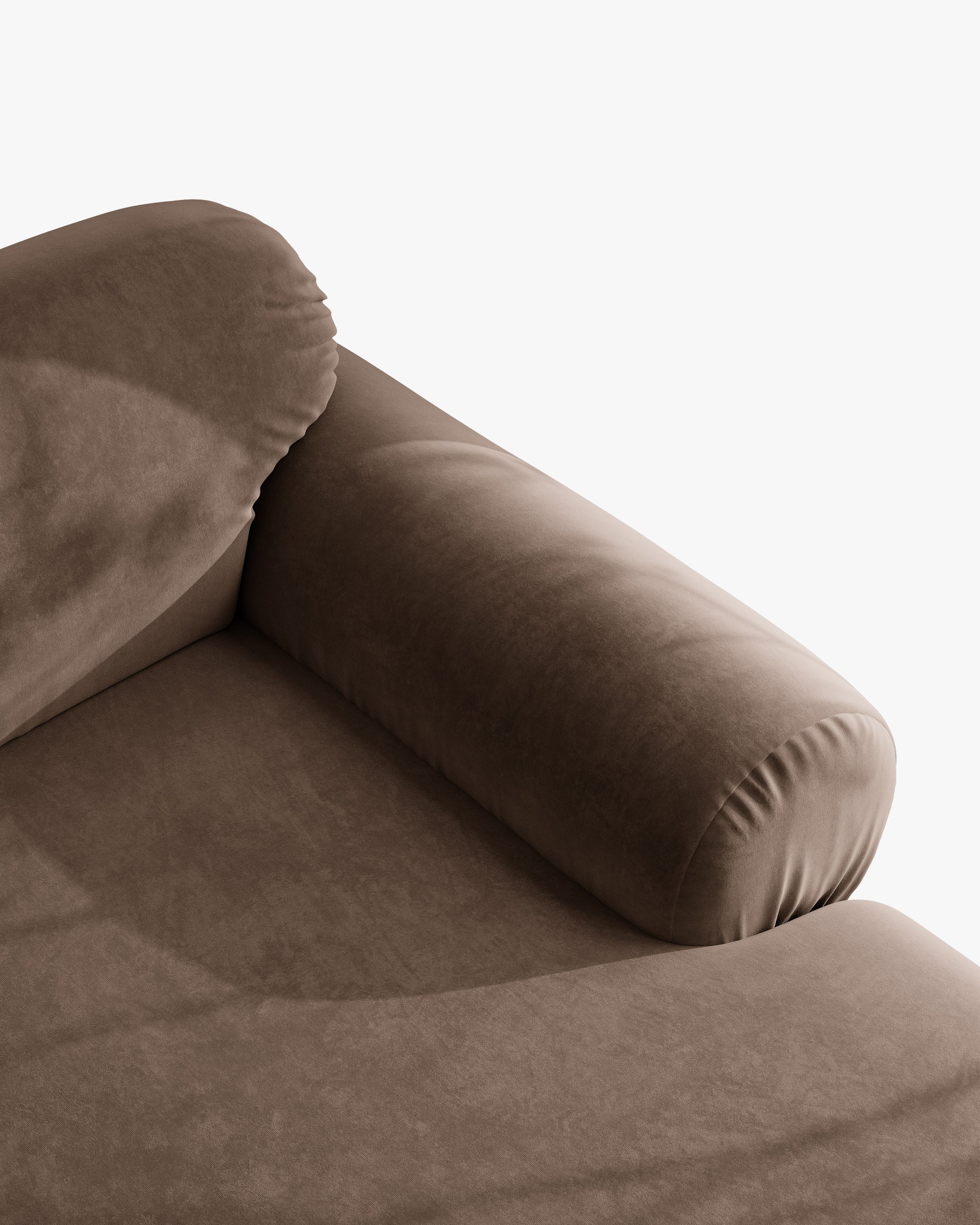 Sofa voor 4 personen van fluweel OPHELIA in chocoladebruin
