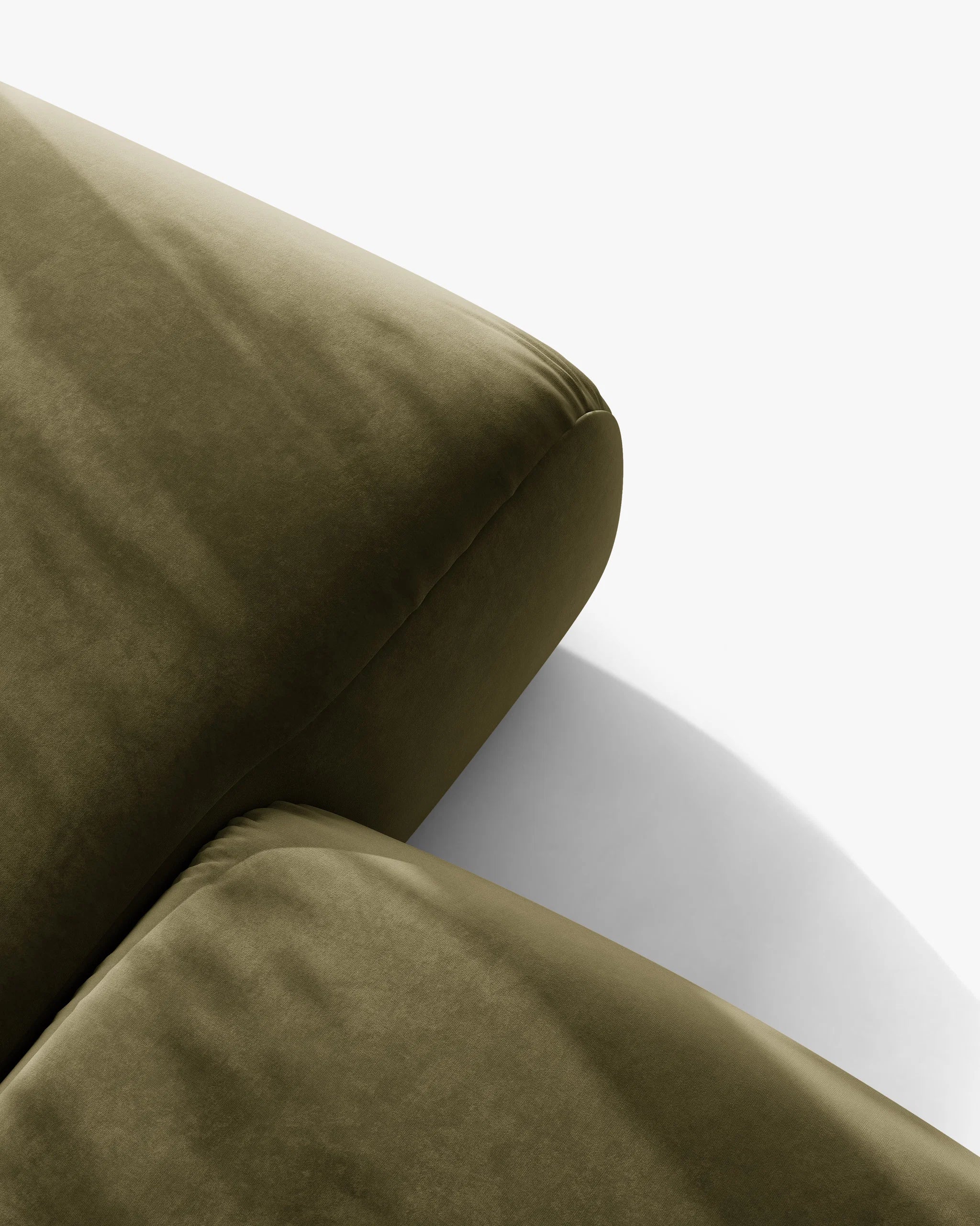 Sofa voor 4 personen, fluwelen OPHELIA in olijfgroen