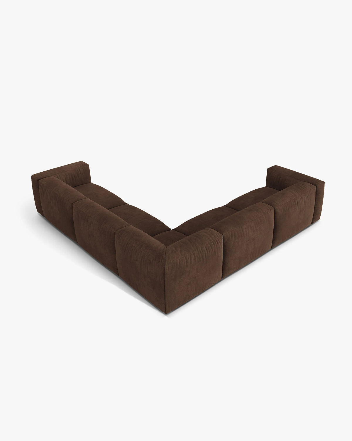Symmetrische velvet hoekbank MARTINA chocolade