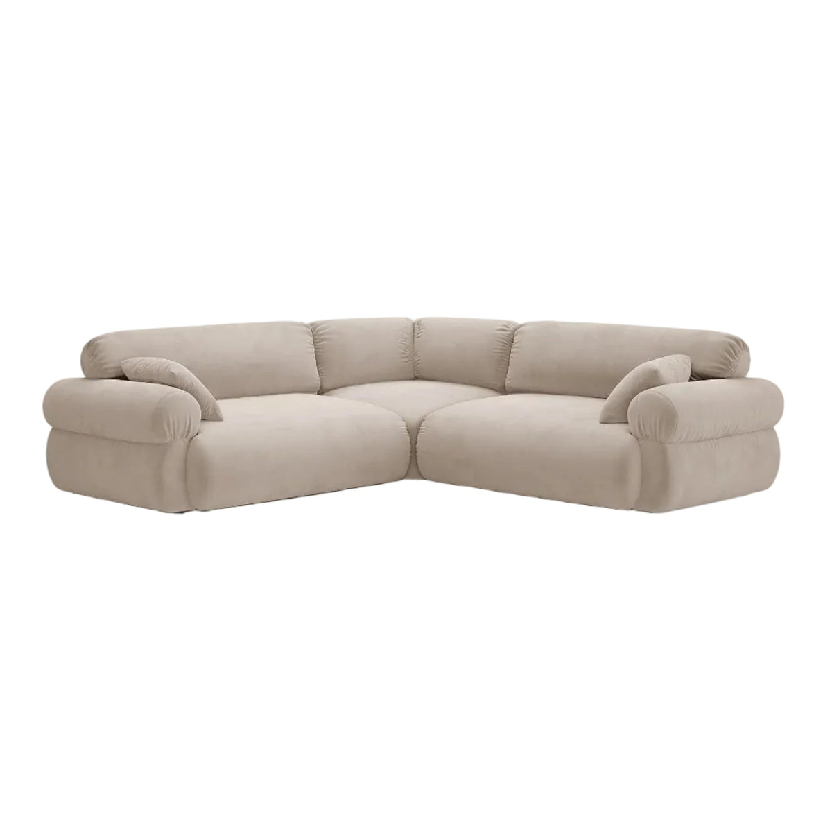 Symmetrische fluwelen hoekbank OPHELIA beige