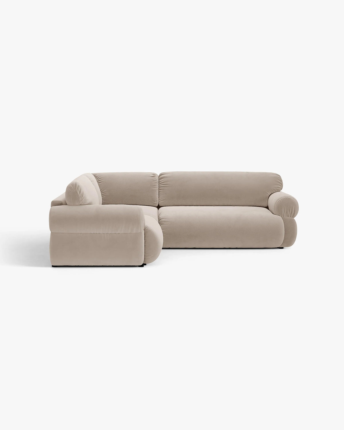 Symmetrische fluwelen hoekbank OPHELIA beige