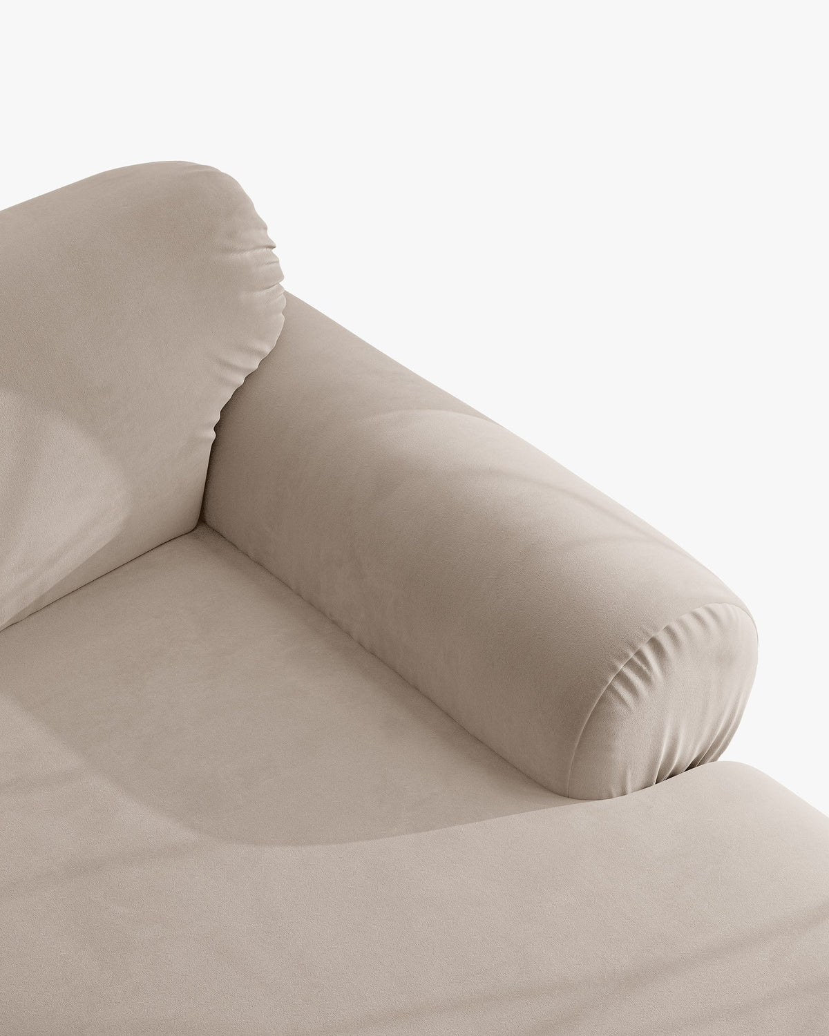 Symmetrische fluwelen hoekbank OPHELIA beige