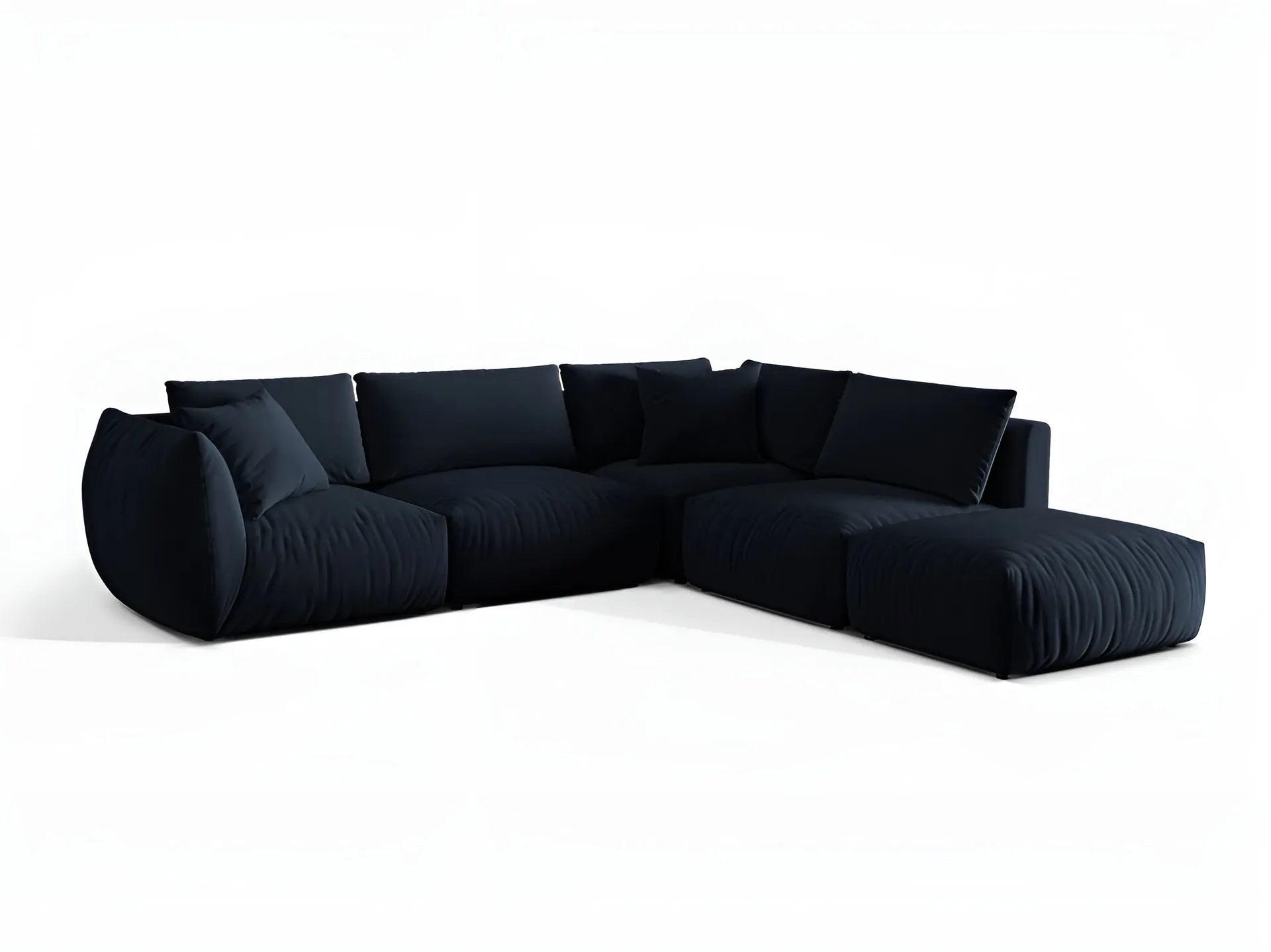 Modulaire fluwelen hoekbank voor 4 personen, rechtsdraaiend CHRIS in koninklijk blauw