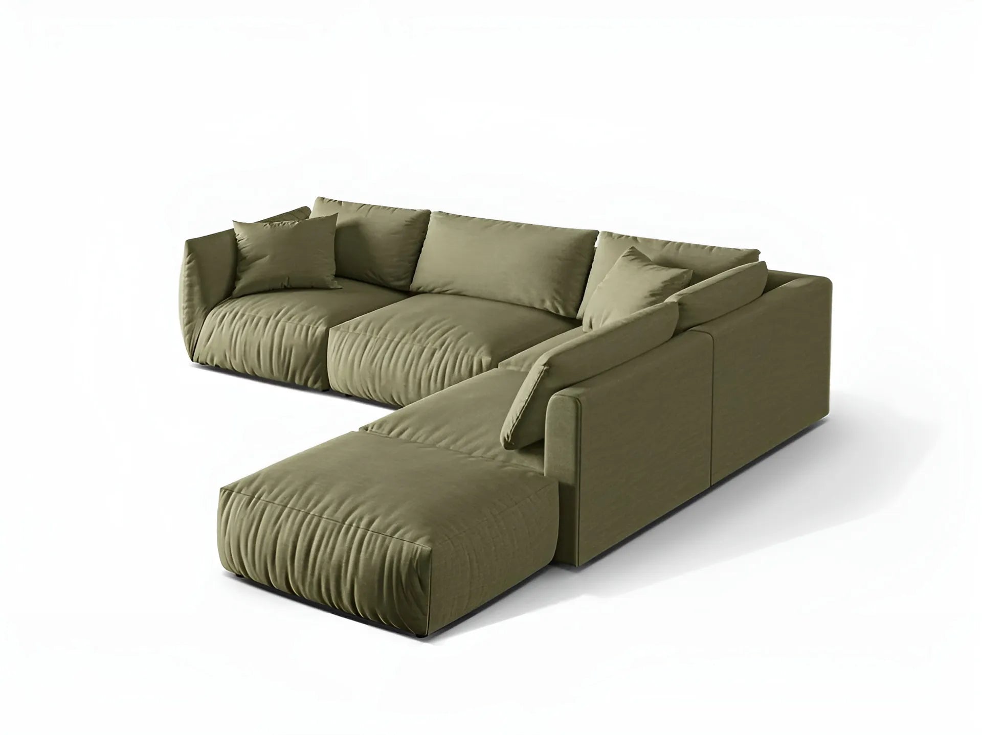 Modulares Ecksofa für 4 Personen rechts CHRIS grün Chenille