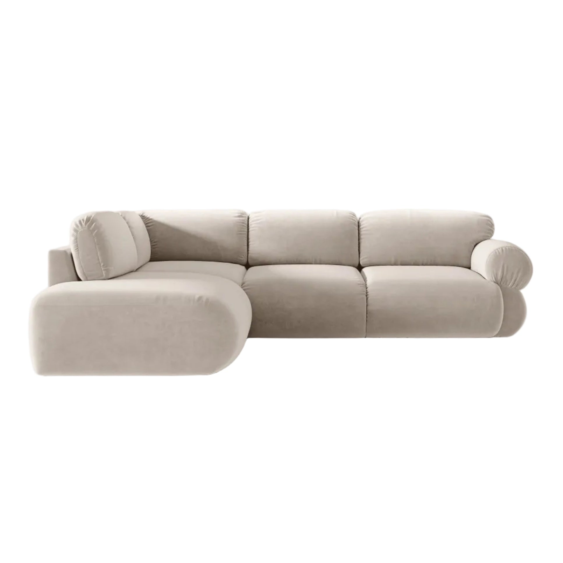 Velours hoekbank links OPHELIA beige