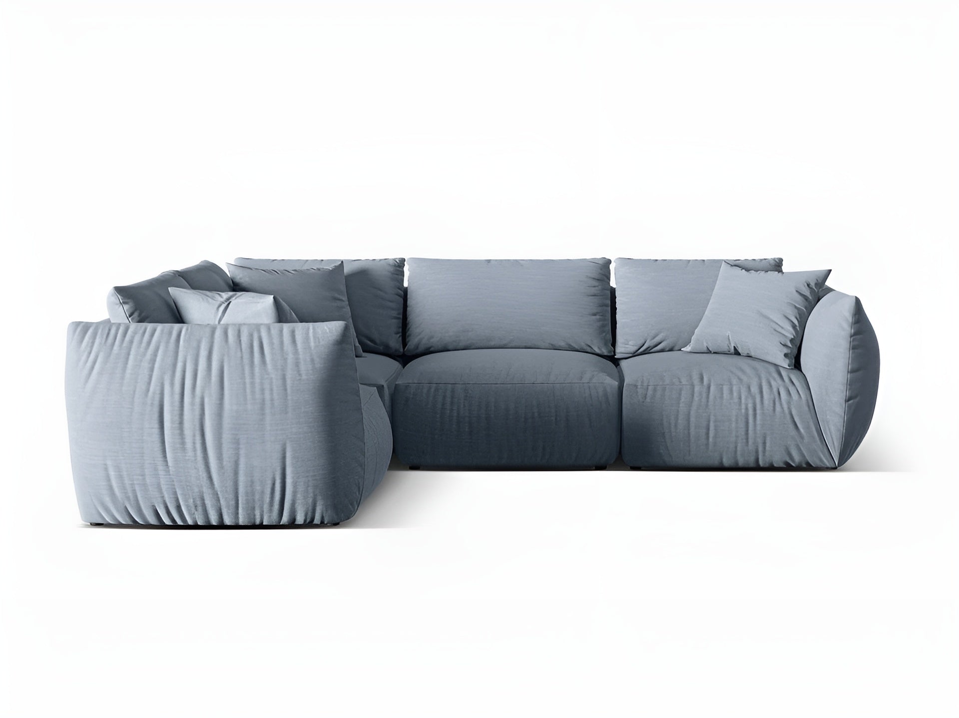 Left-facing 4-seater corner sofa CHRIS light blue chenille