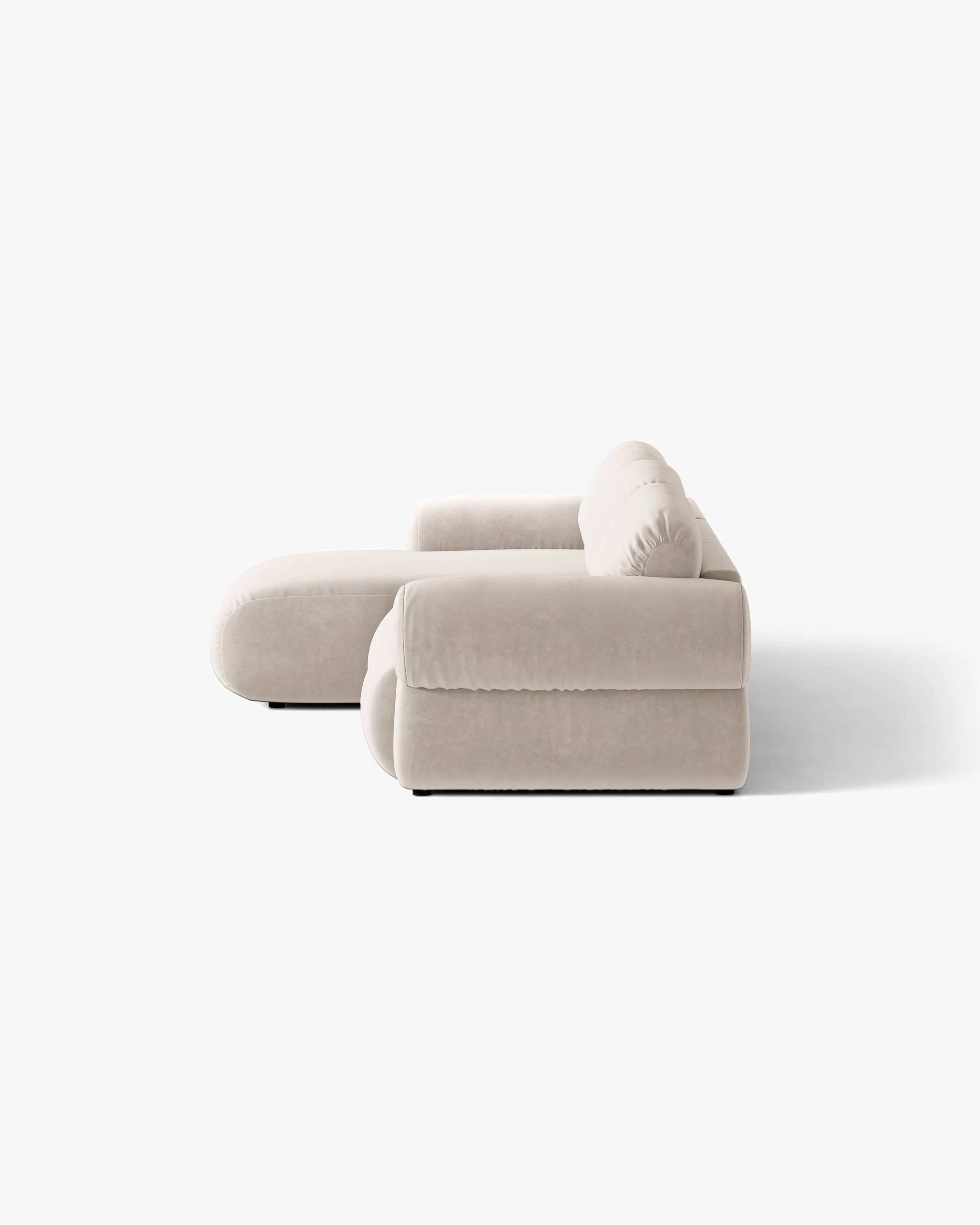 3-zits fluwelen hoekbank links OPHELIA beige