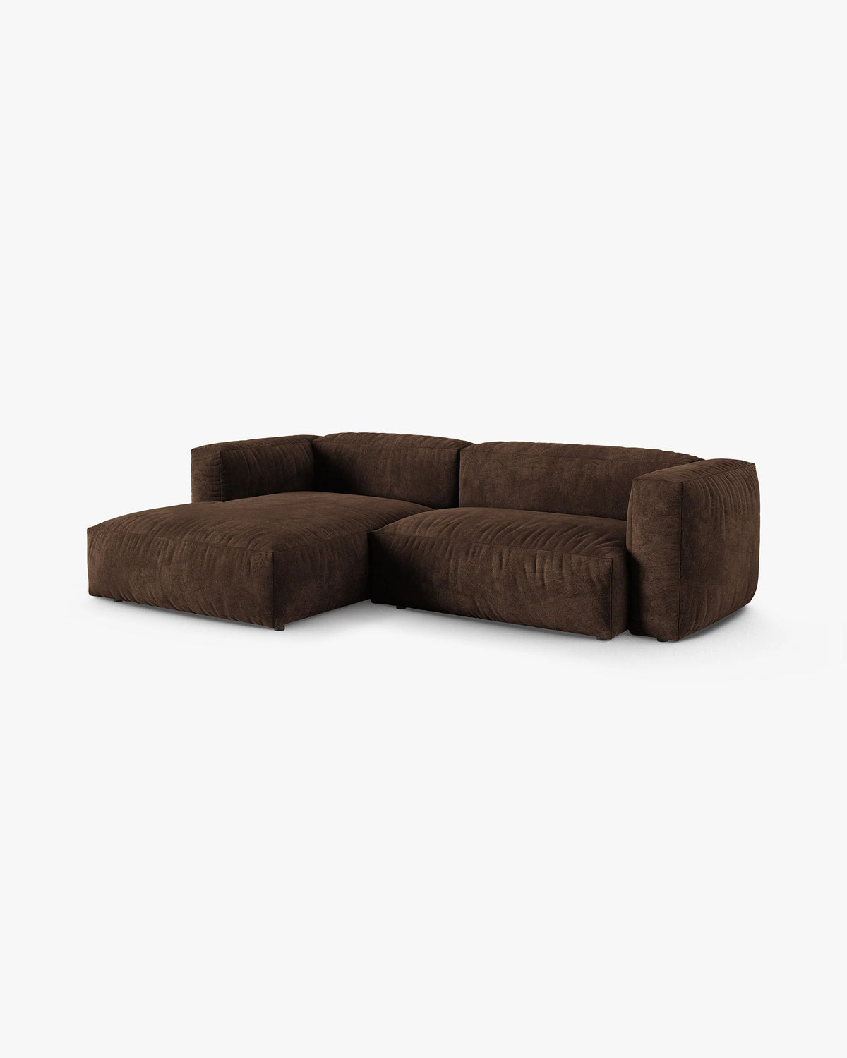 Velvet hoekbank links 2-zits MARTINA XL chocolade