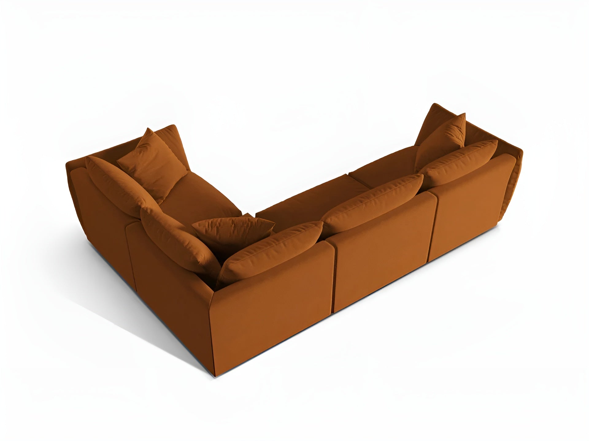 Terracotta 4-persoons fluwelen hoekbank rechts CHRIS