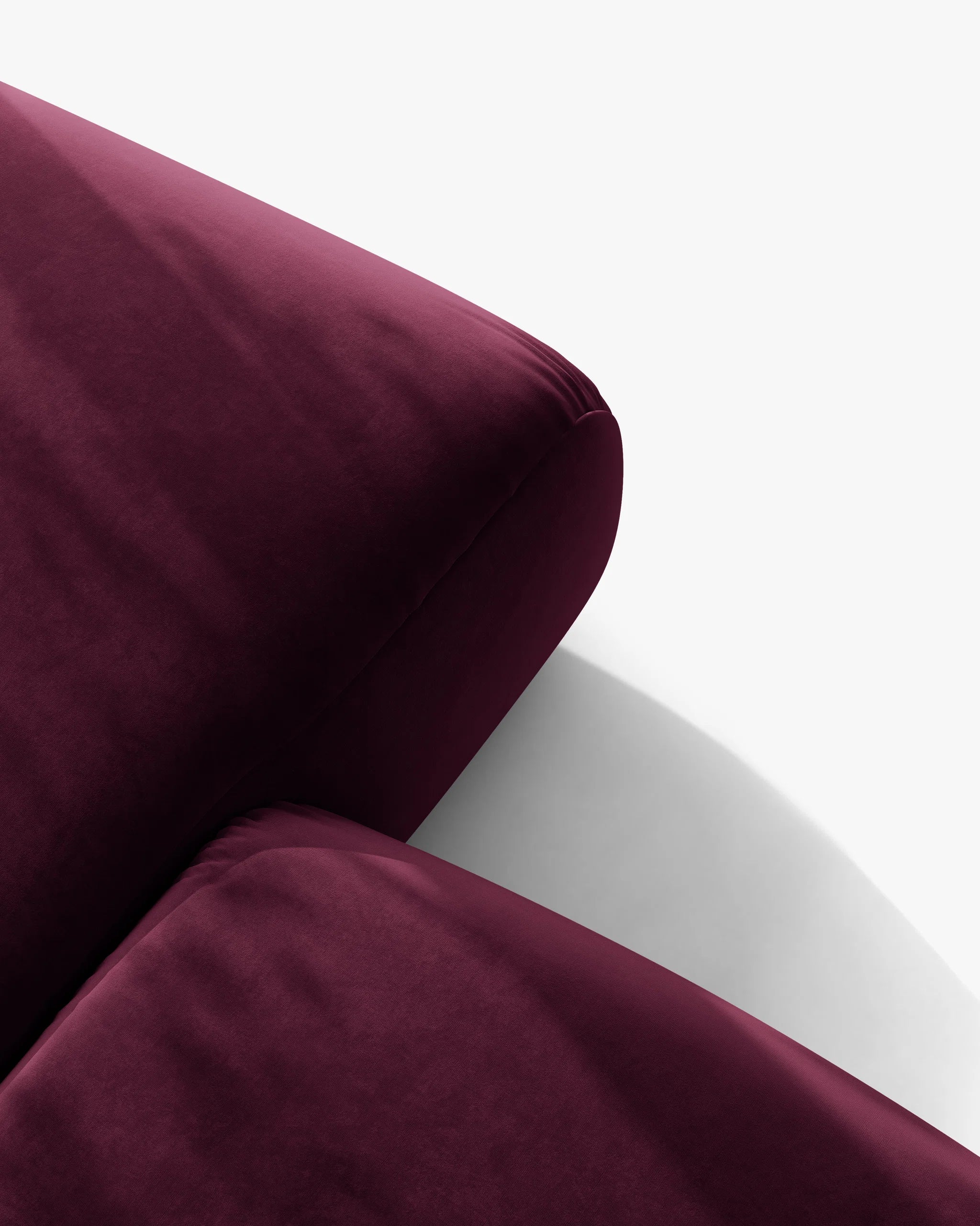 Velvet hoekbank links OPHELIA bordeaux