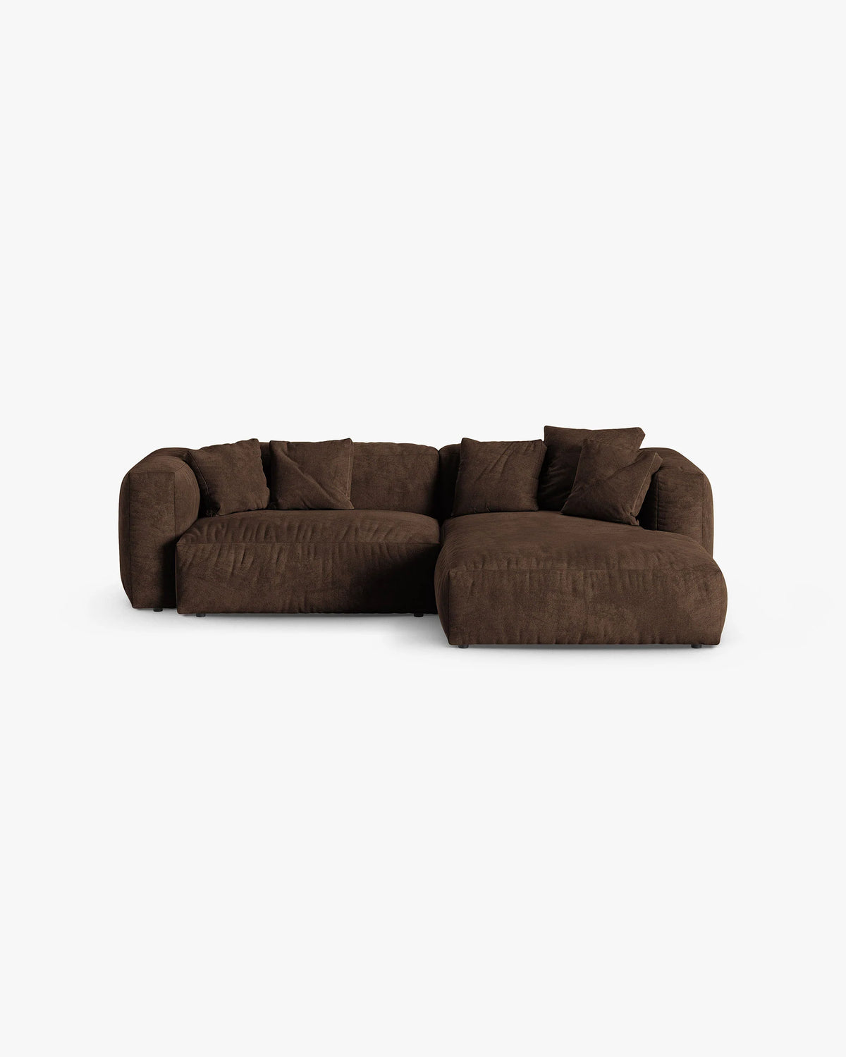 Fluwelen hoekbank rechts 2-zits MARTINA XL chocolade
