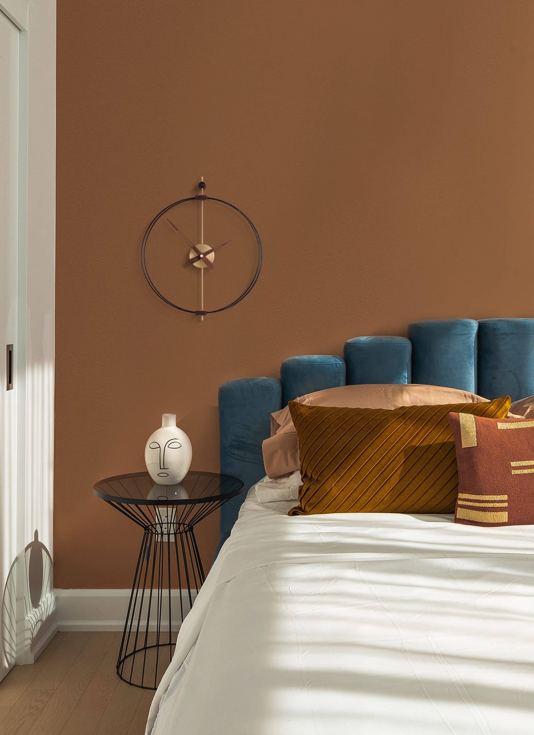 Wall Clock MICRO BARCELONA walnut wood with black and brass