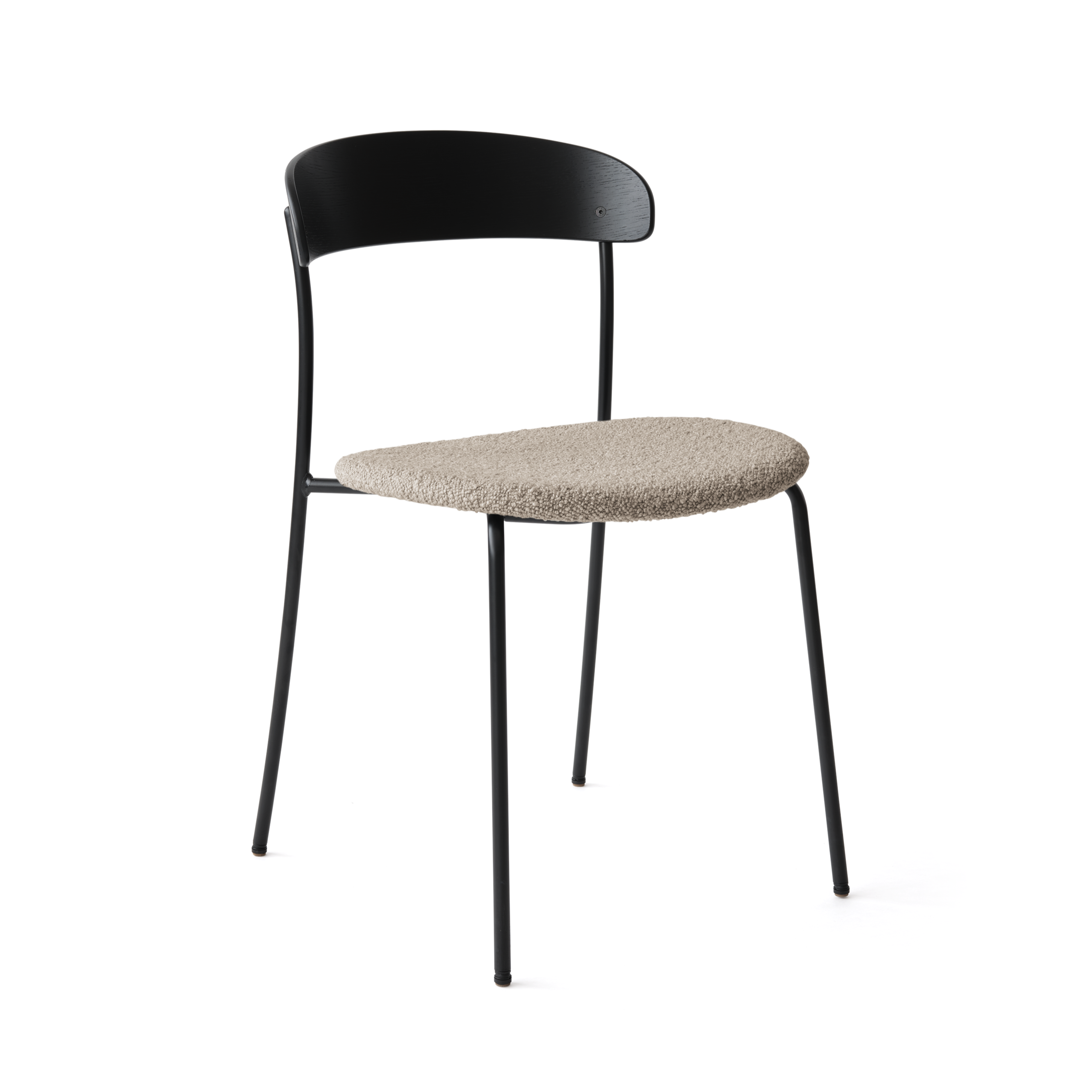 Fehlende gepolsterte Stuhl mit schwarzem Aschefurnier