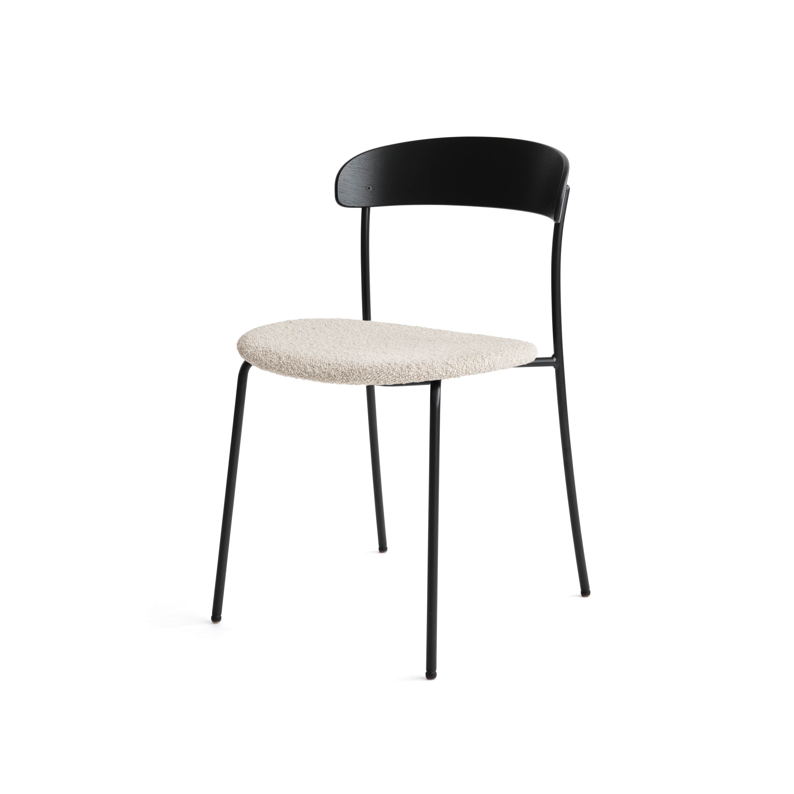 Fehlende gepolsterte Stuhl mit schwarzem Aschefurnier