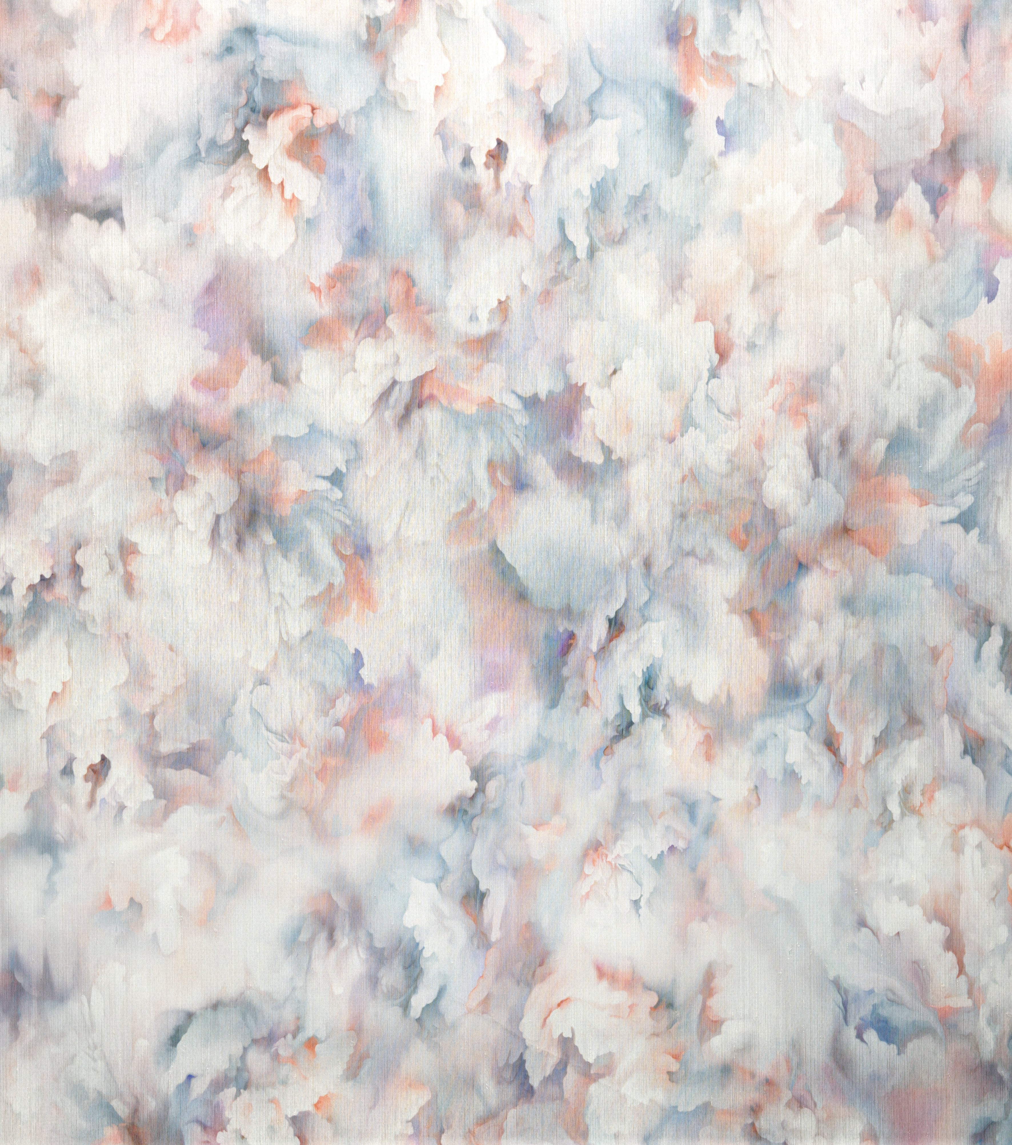 Zijde textielbehang met bloemenmotief SILK BOMBIS roze met blauw