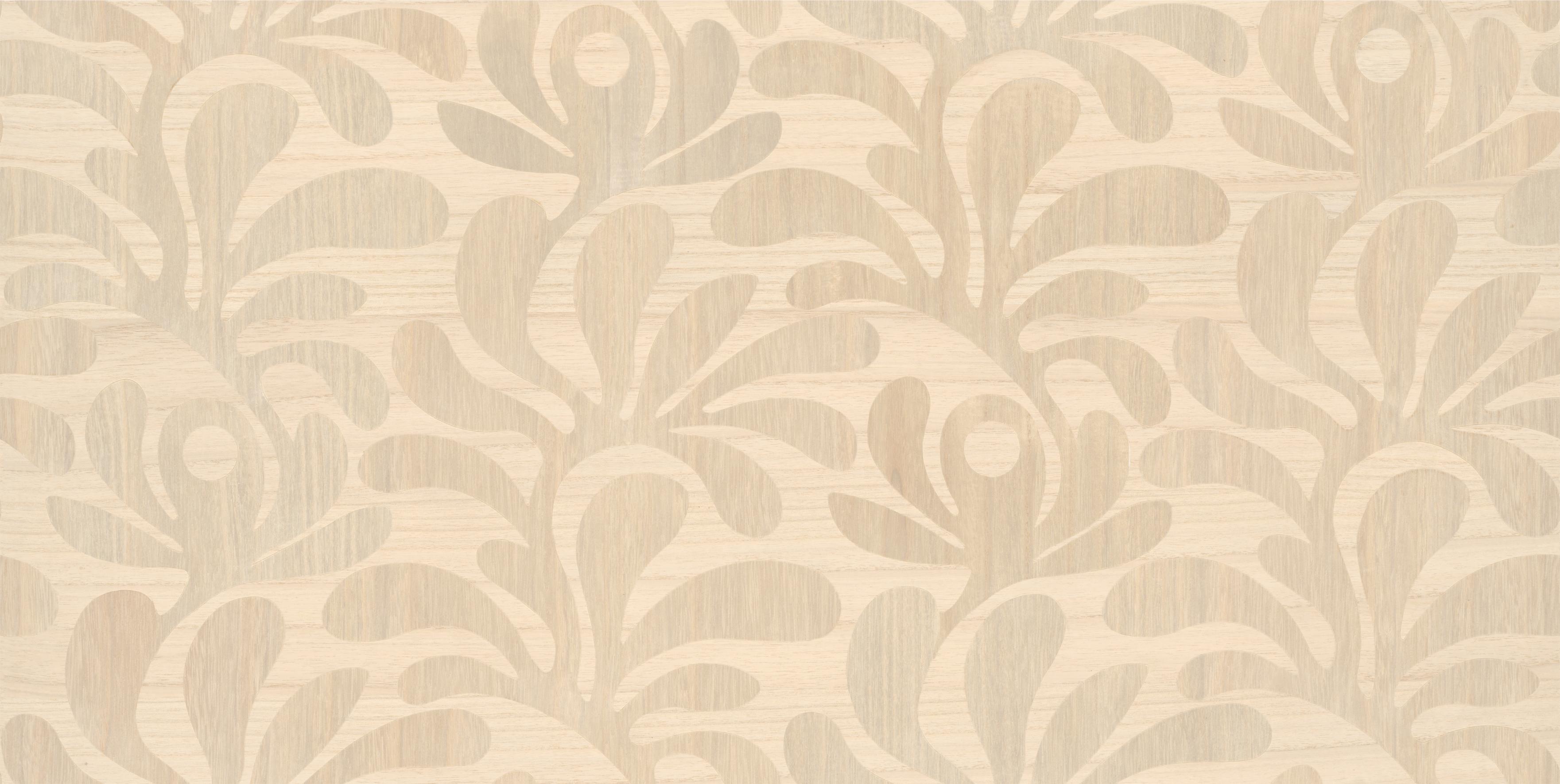 Beige behang met plantmotief WOODBLOCK BEETLE FERN