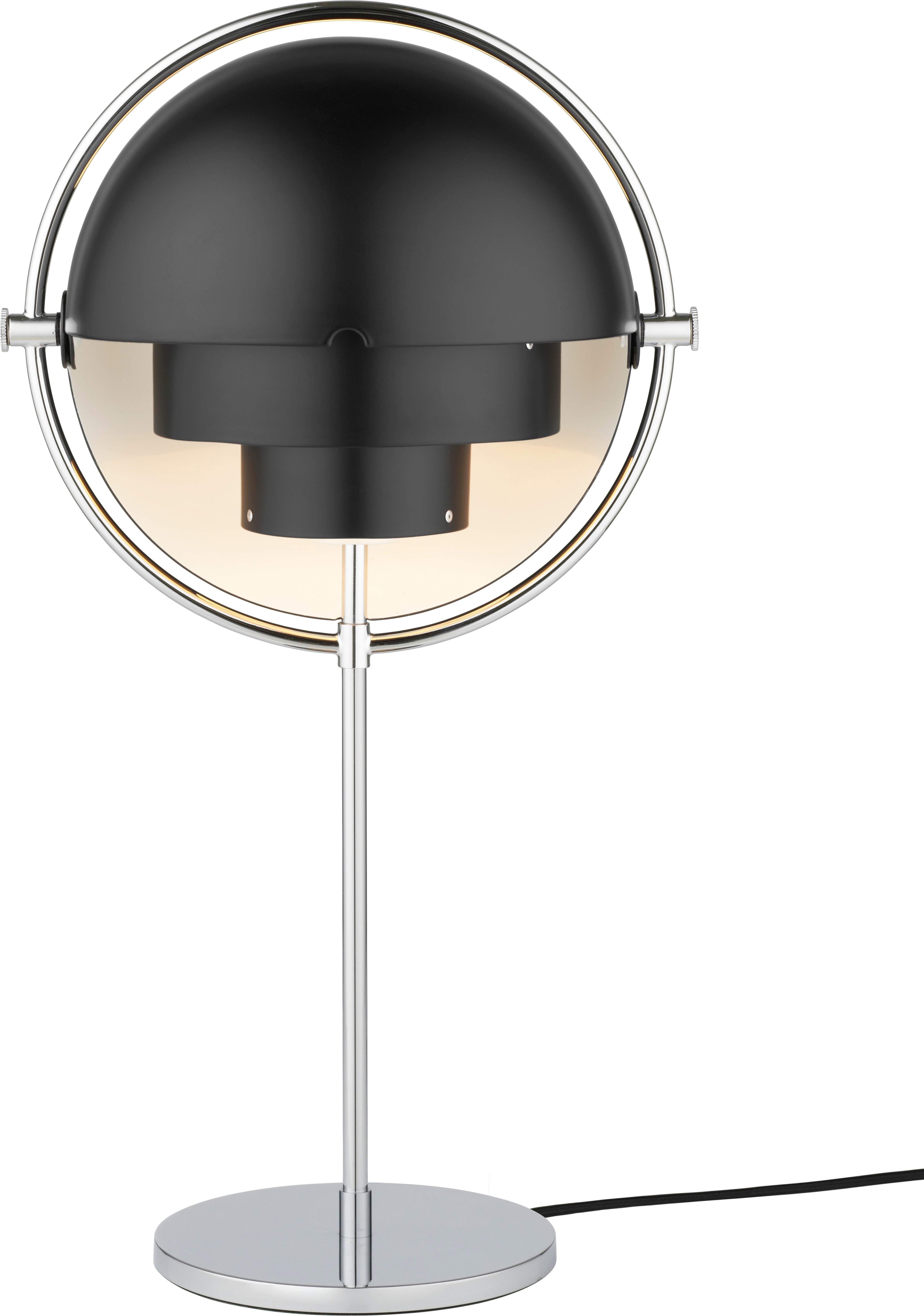 MULTI-LITE table lamp in black with a chrome base