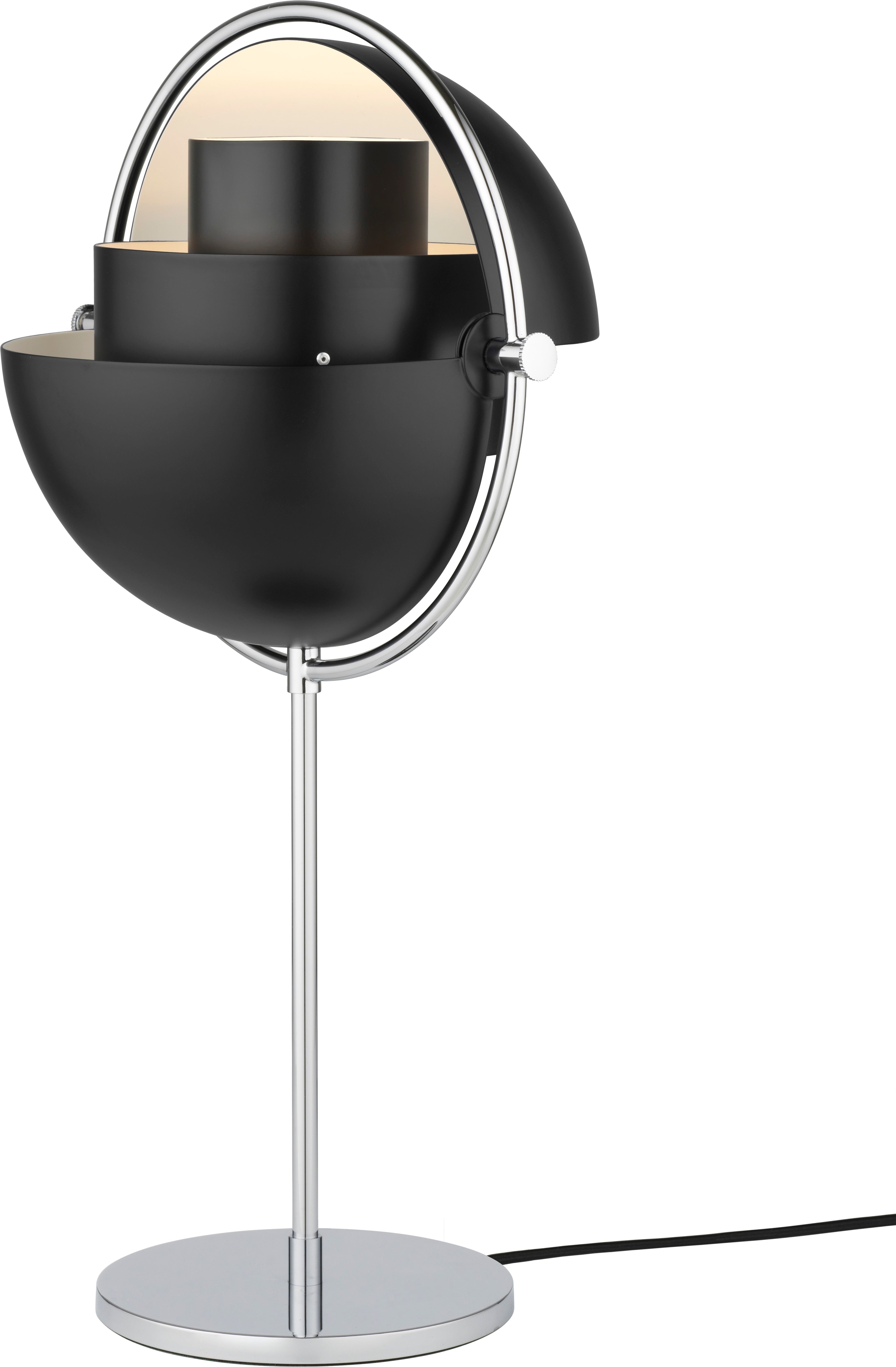 MULTI-LITE table lamp in black with a chrome base