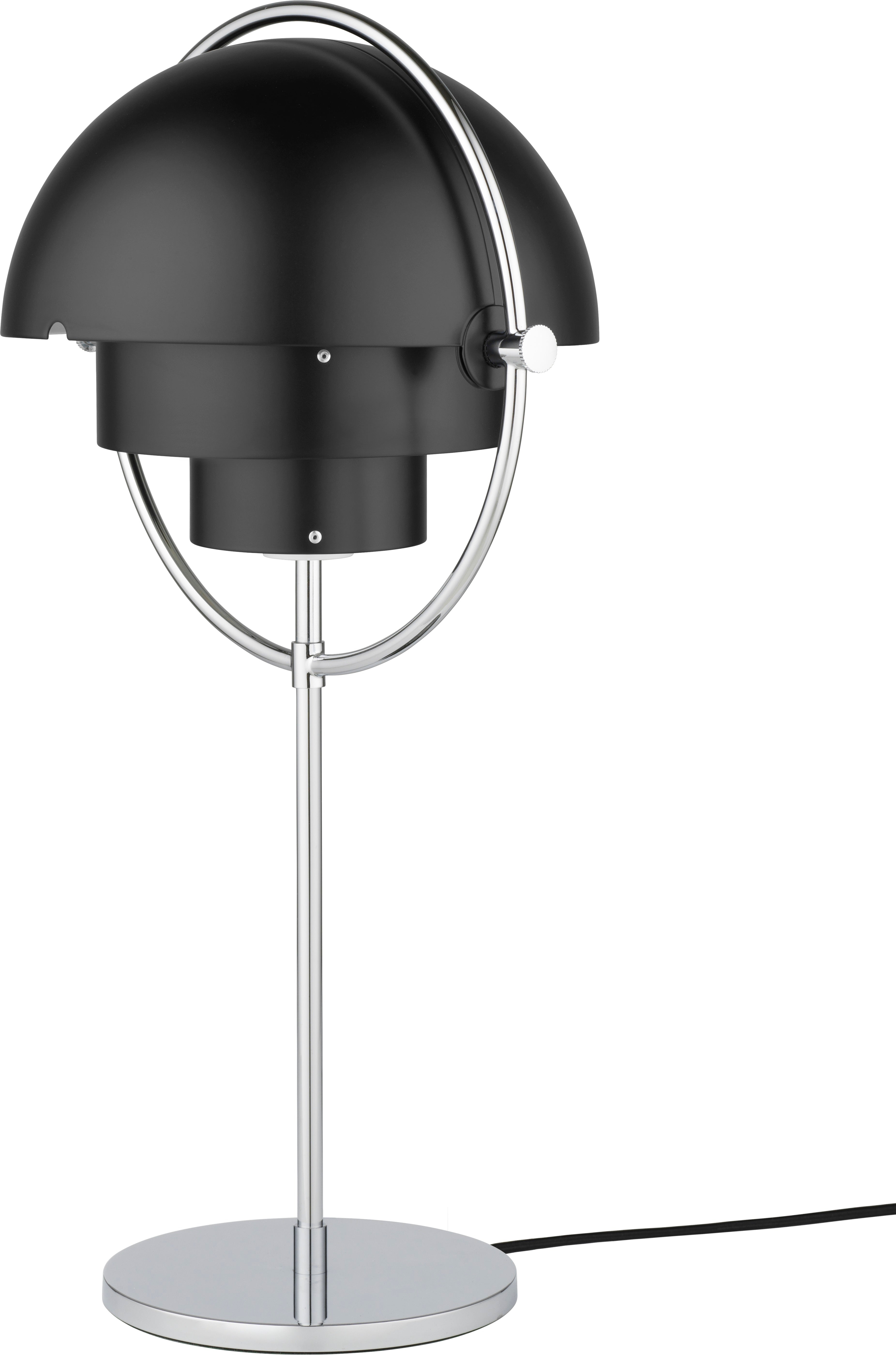 MULTI-LITE table lamp in black with a chrome base