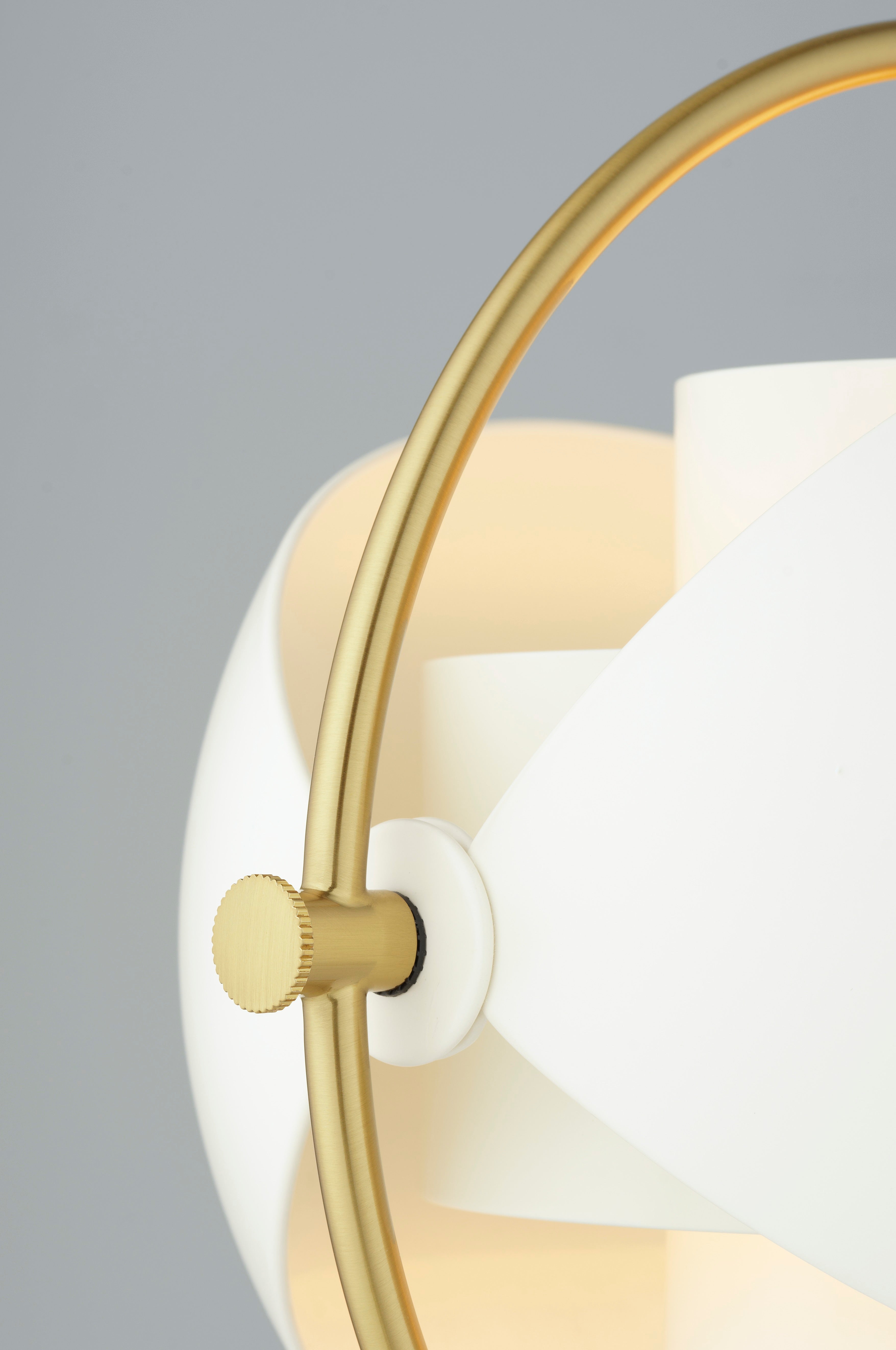 MULTI-LITE table lamp with a chrome base and white shade