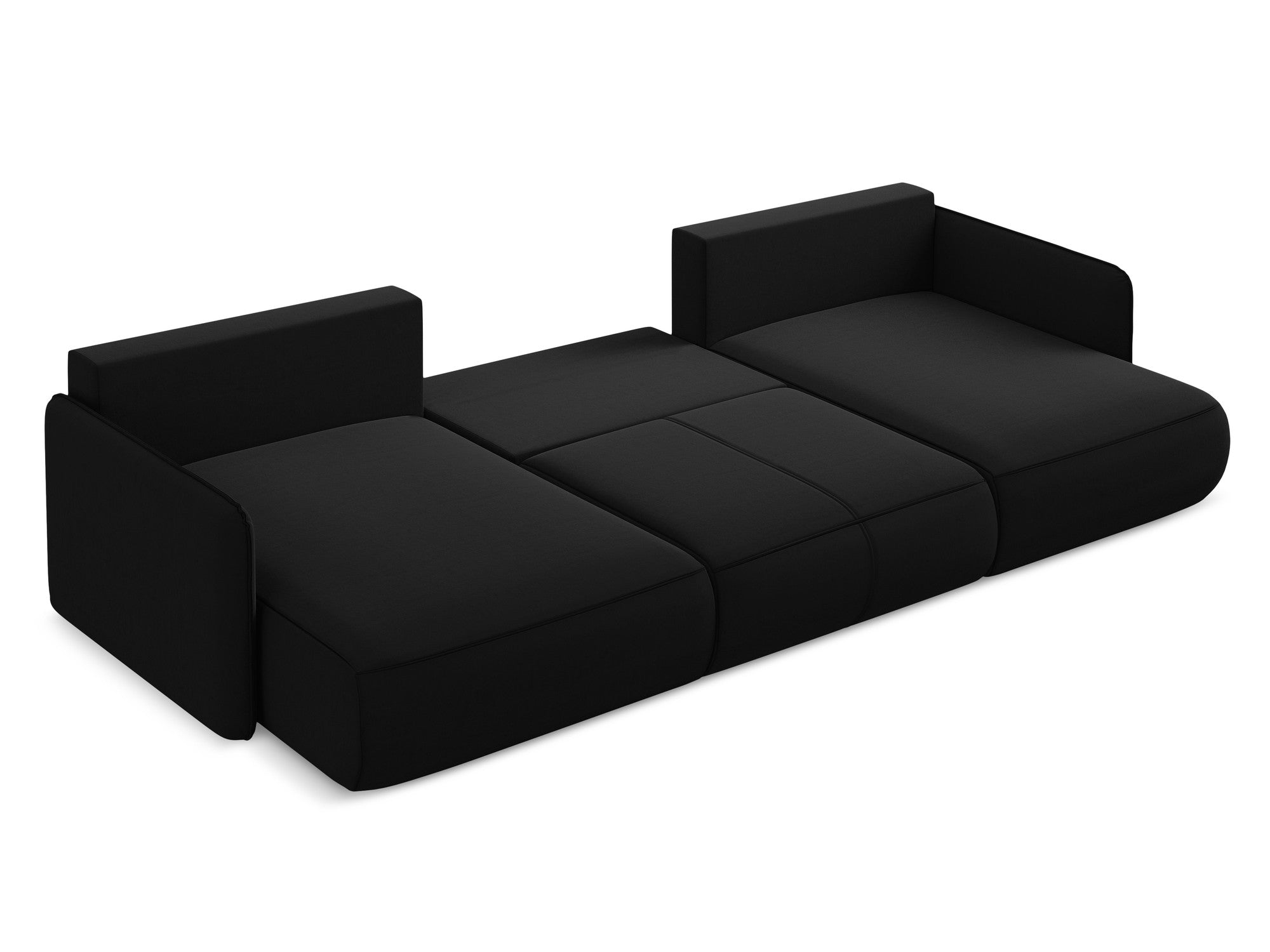 Velvet panoramic corner sofa with sleeping function NANEA black