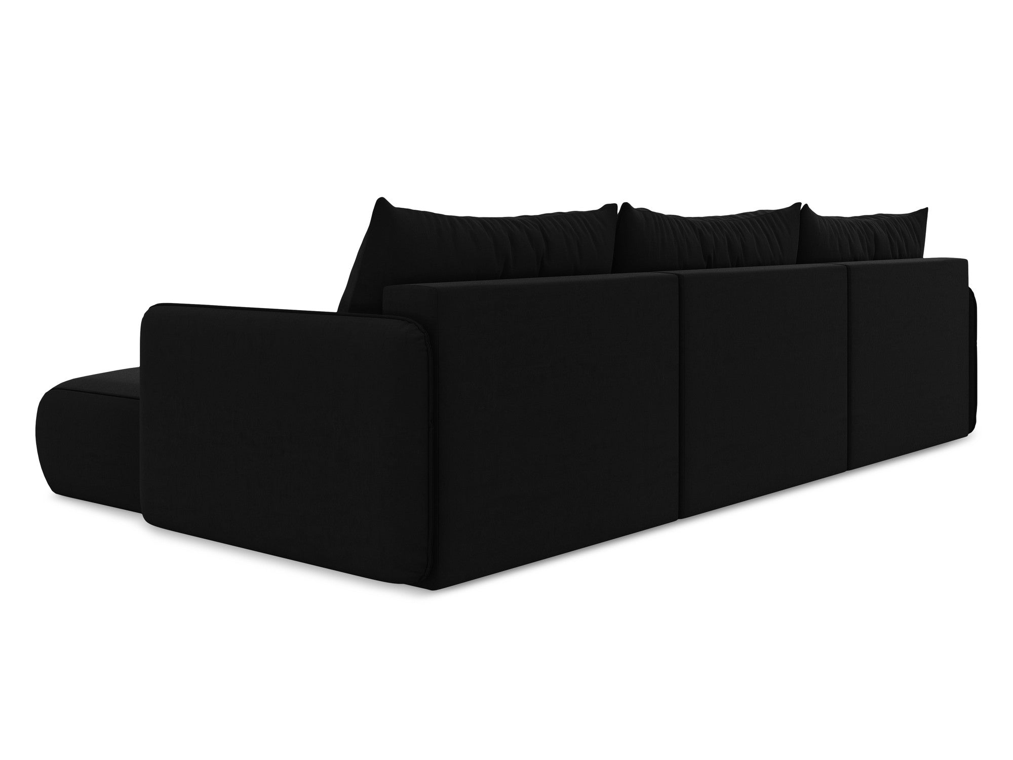 Velvet panoramic corner sofa with sleeping function NANEA black