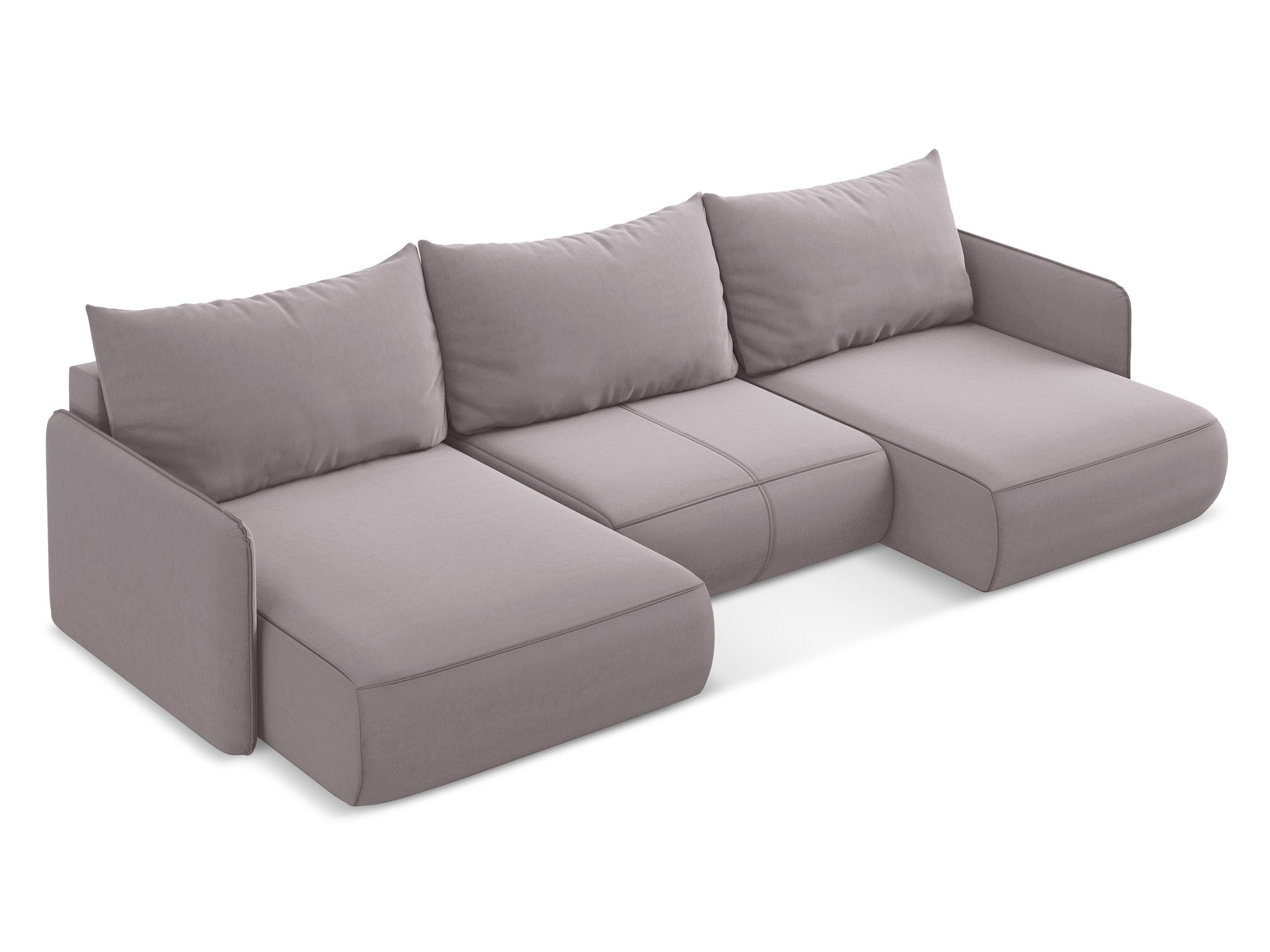 Panoramischer Samt-Ecksofa mit Schlaf-Funktion NANEA lavendel