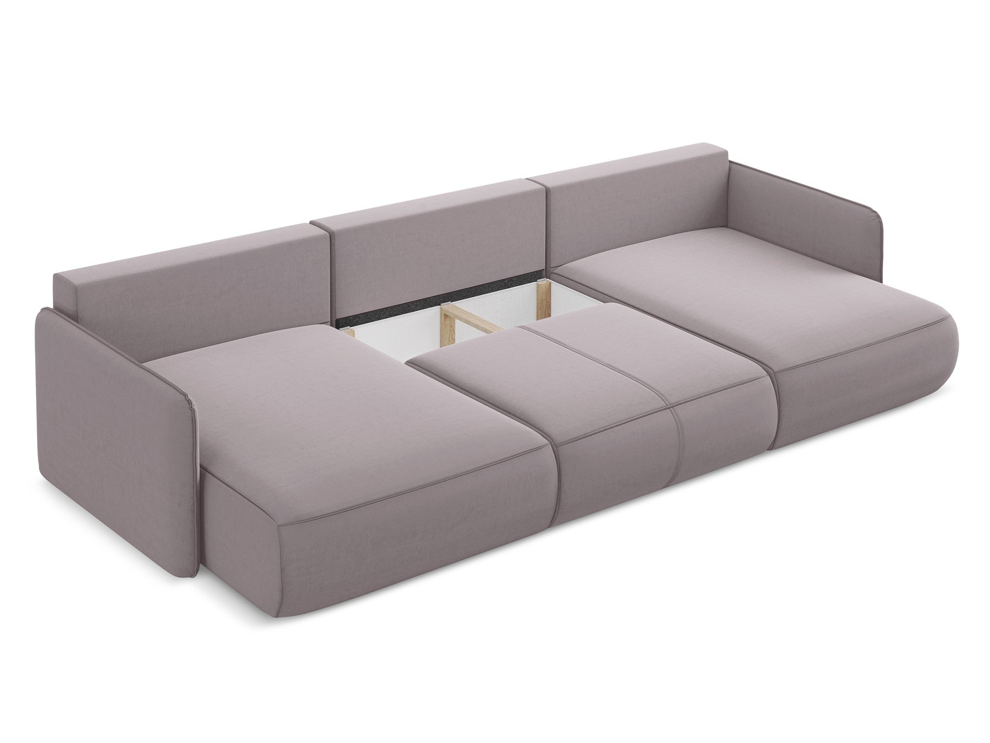 Panoramischer Samt-Ecksofa mit Schlaf-Funktion NANEA lavendel