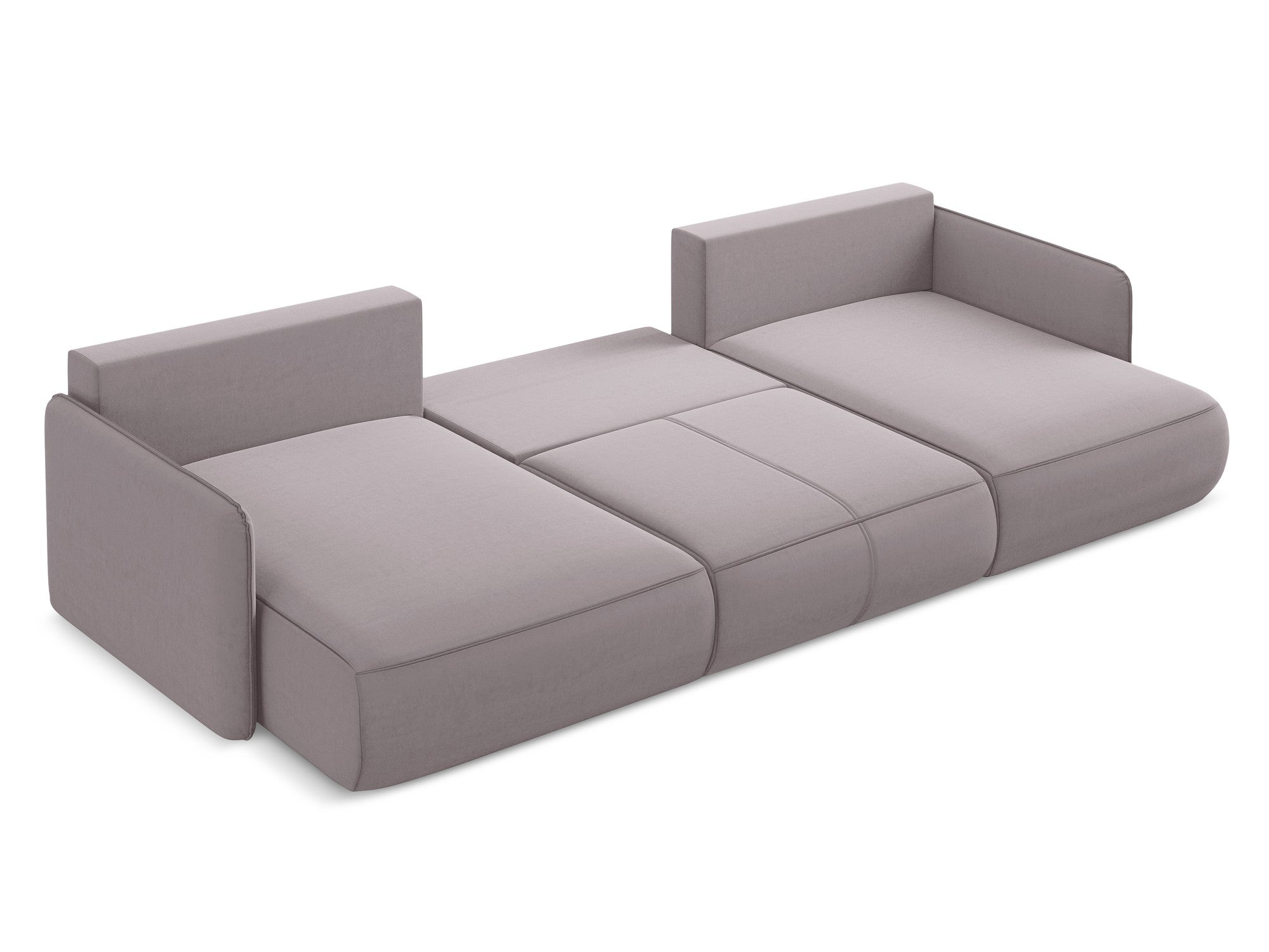 Panoramischer Samt-Ecksofa mit Schlaf-Funktion NANEA lavendel