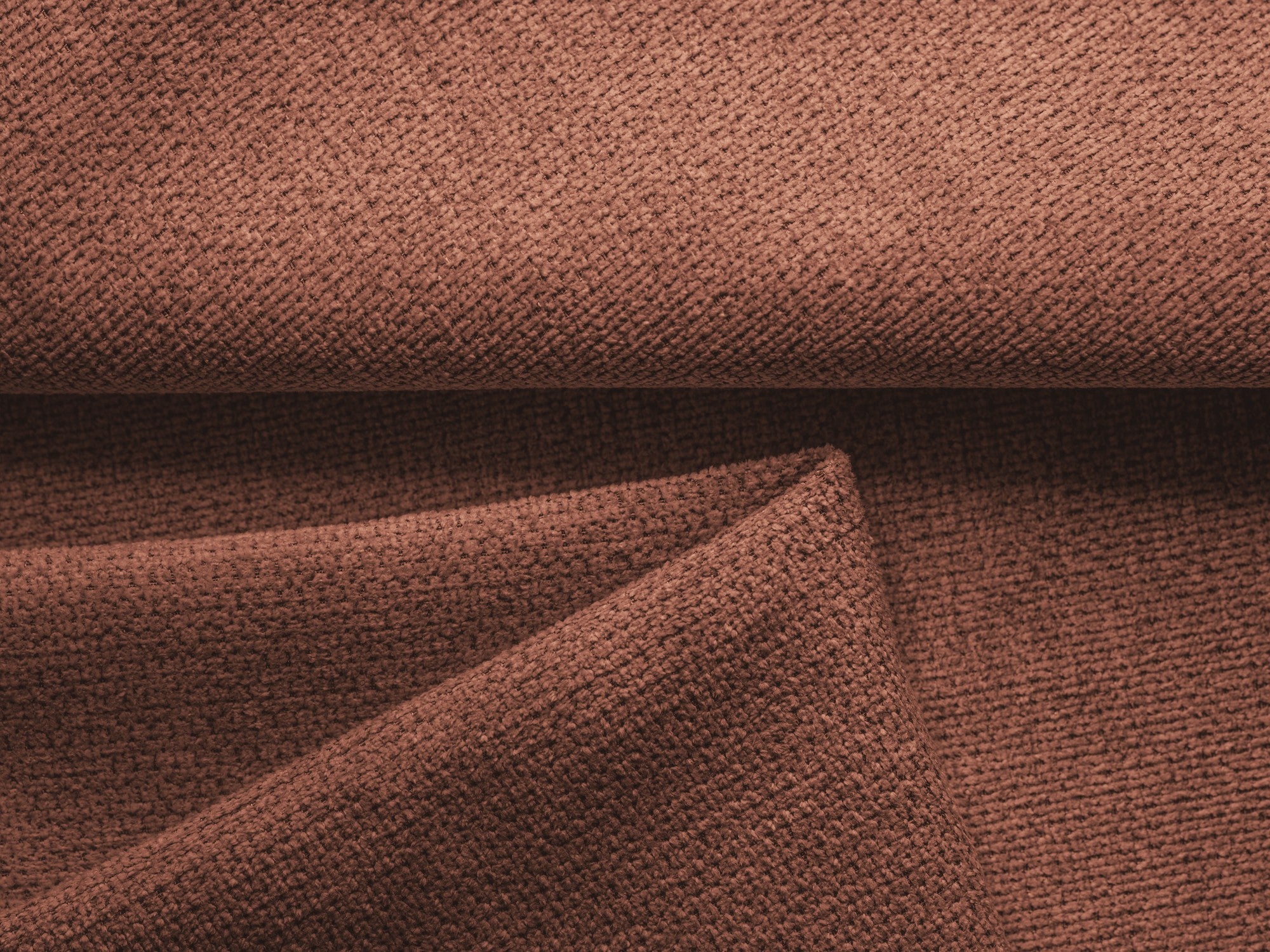 Panoramic corner sofa with sleeping function NANEA in muted pink chenille