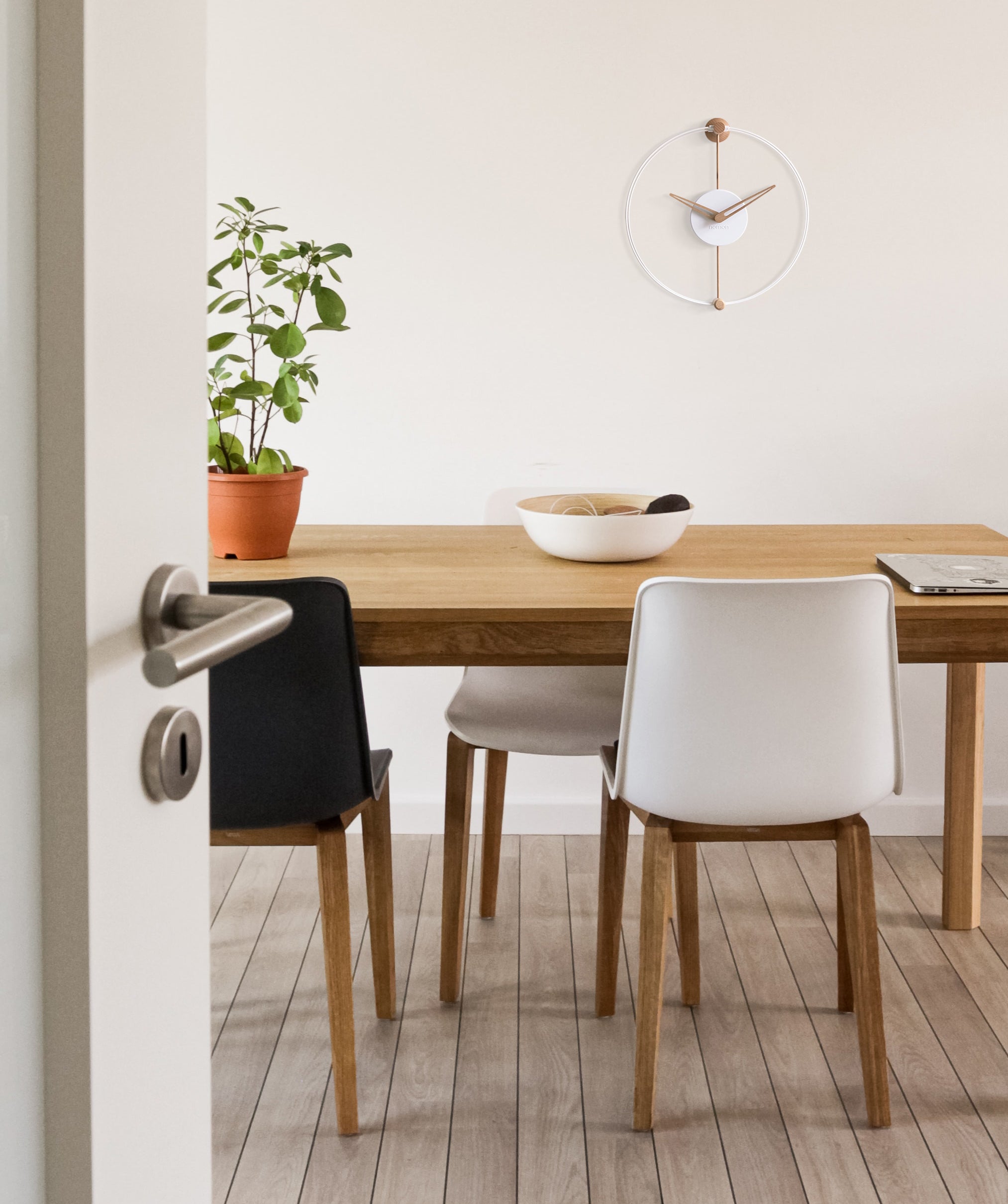 NANO wall clock oak wood with white