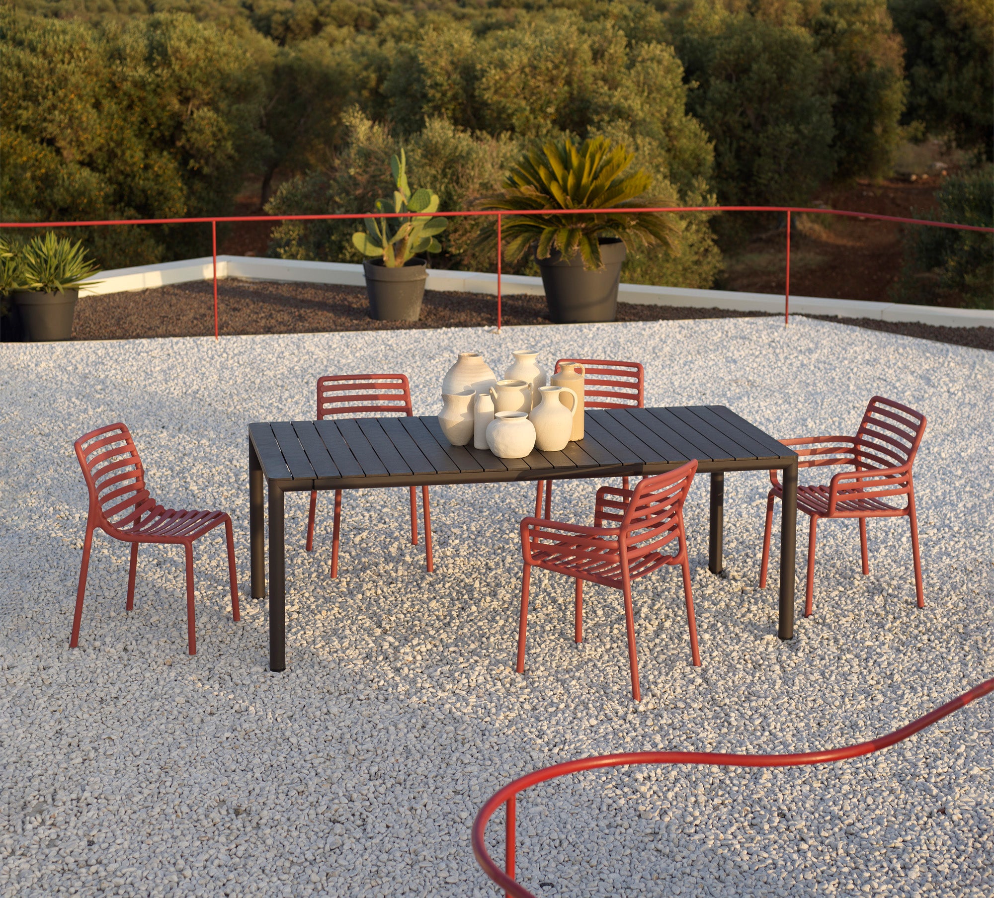 Outdoor chair with armrests DOGA marsala