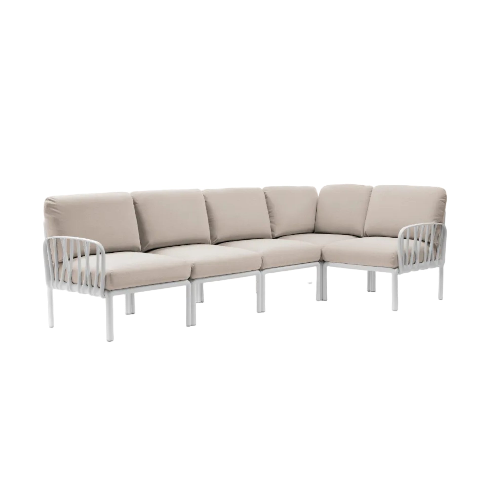 Modulaire buitenhoekbank KOMODO 5 – TECH PANAMA beige met witte basis