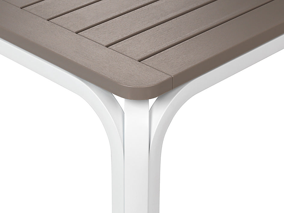 ALLORO taupe extendable outdoor table with white base