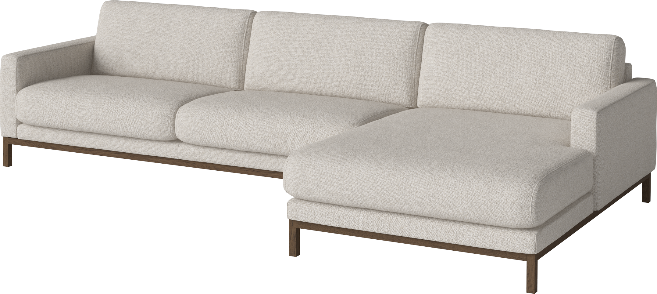 Hoekbank met rechtszijdige chaise longue NORTH donkere eiken basis