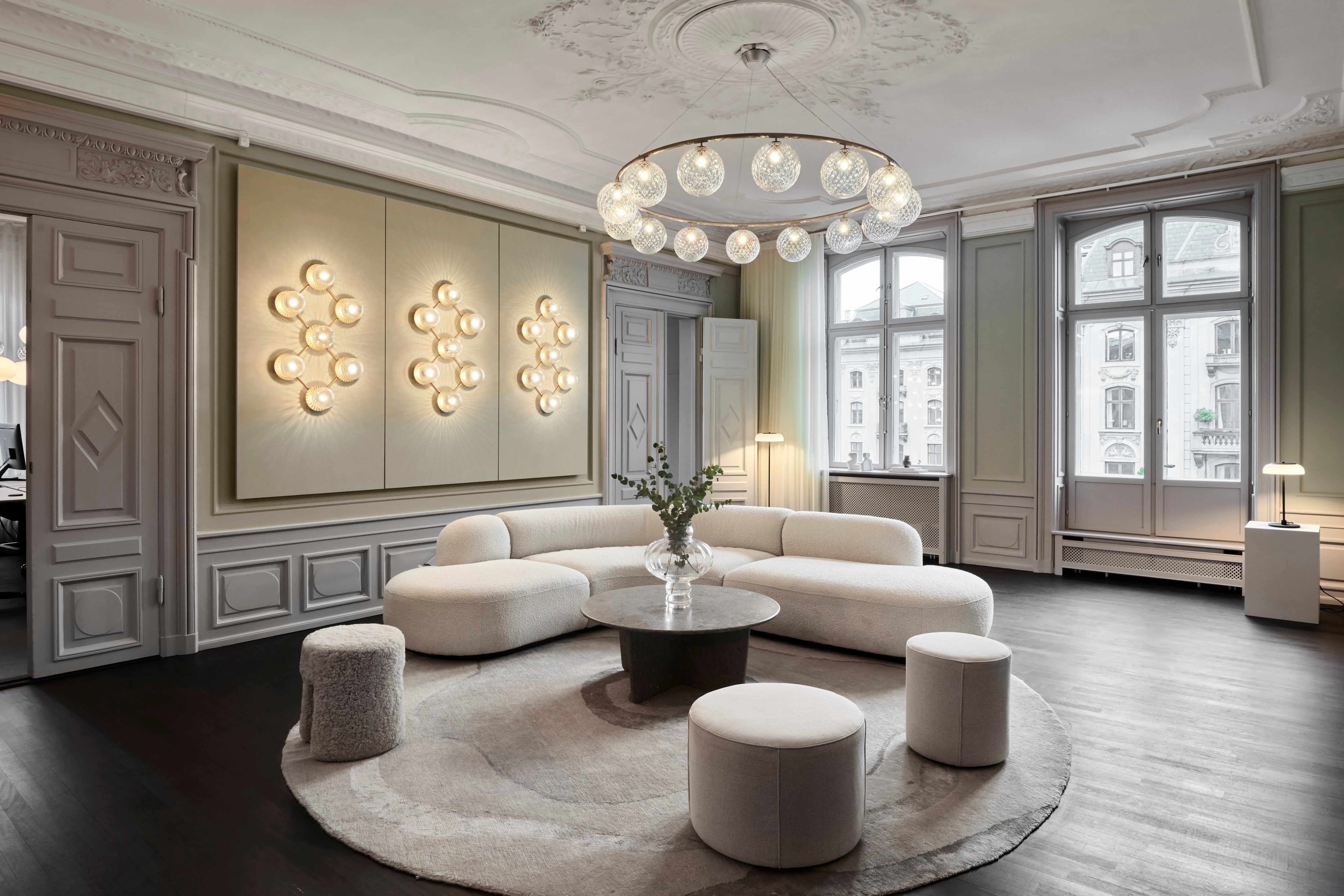 Wandlamp LIILA 7 goud met transparant glas