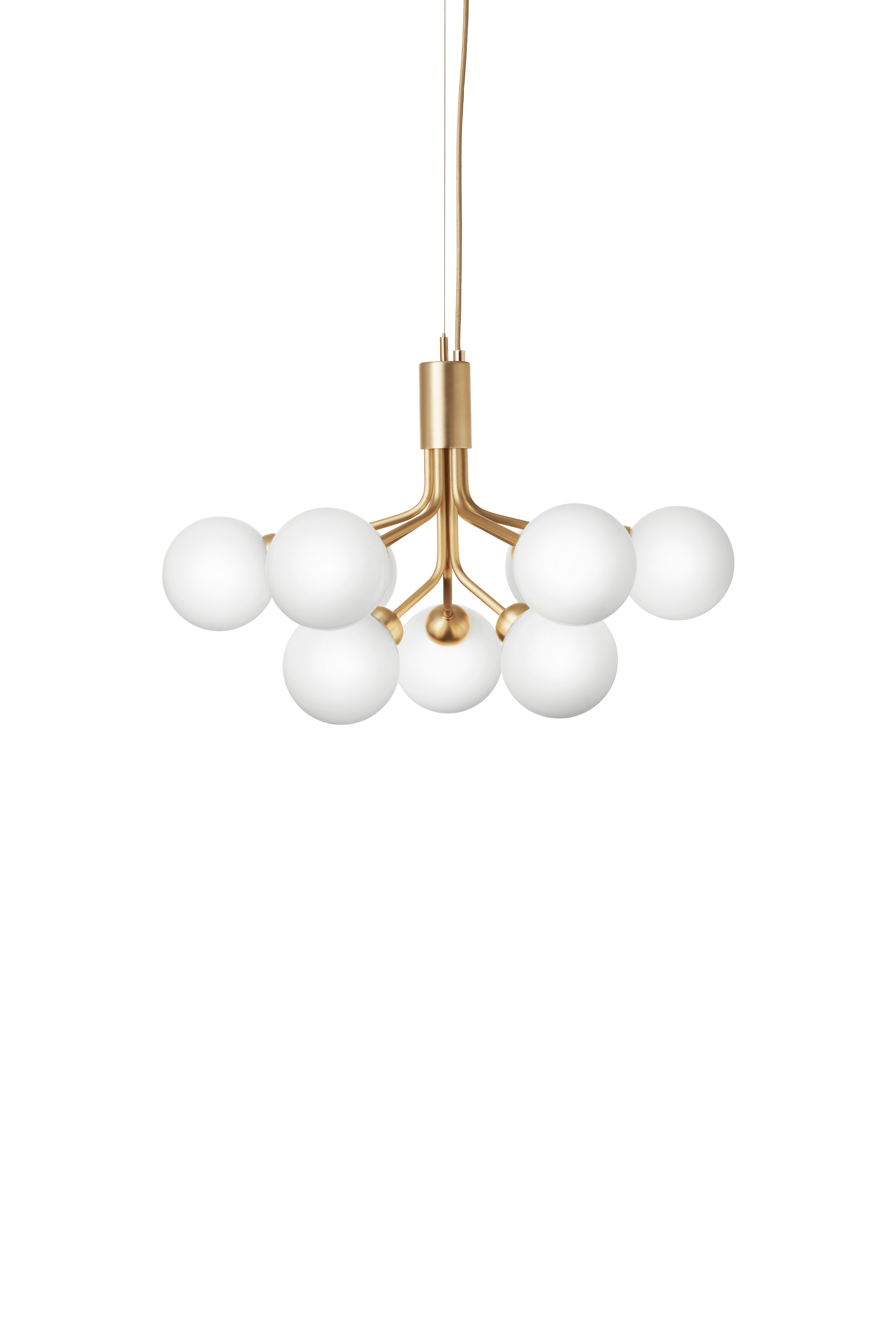 Hanglamp APIALES 9 messing met opaalglas