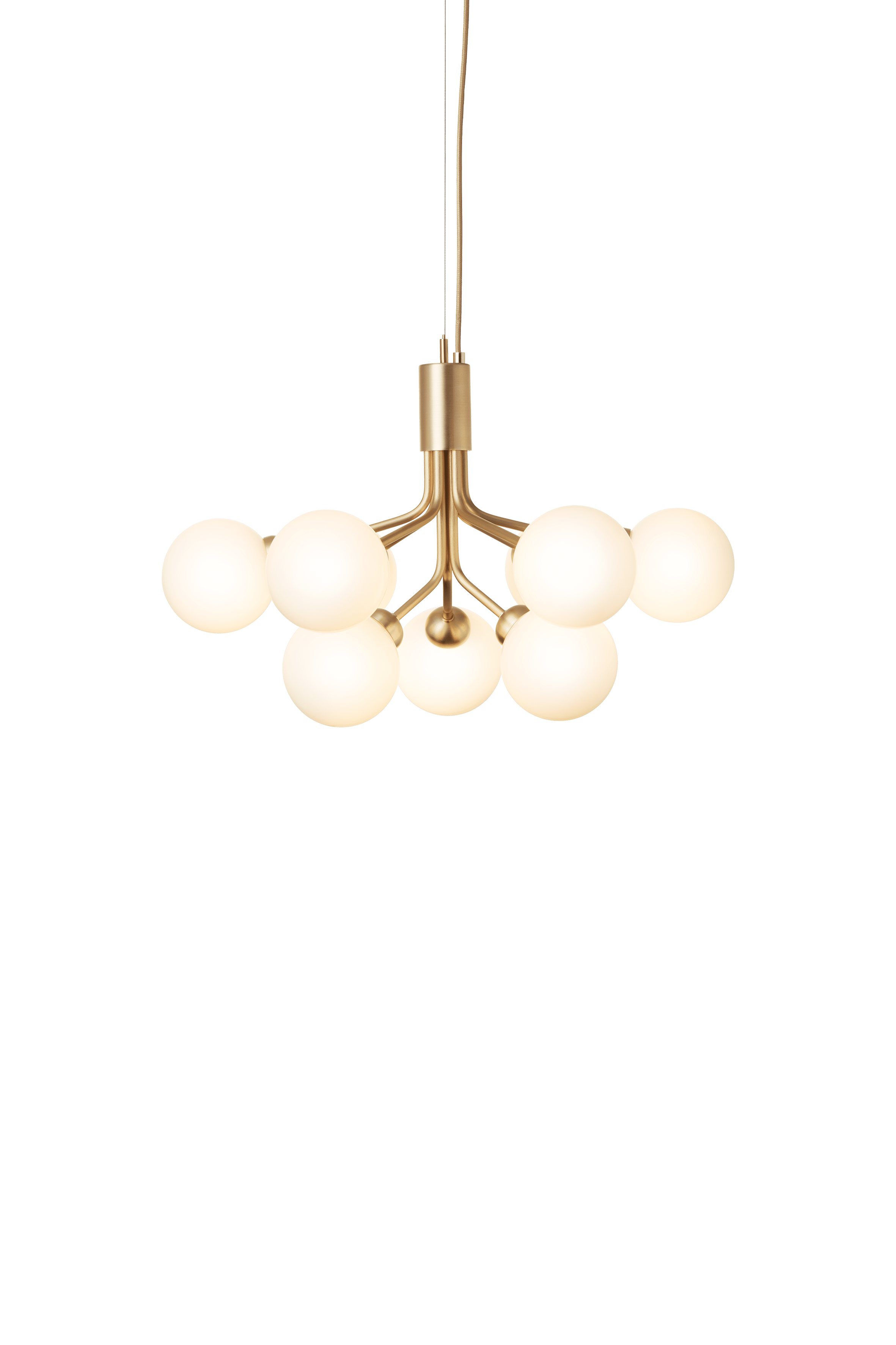 Hanglamp APIALES 9 messing met opaalglas